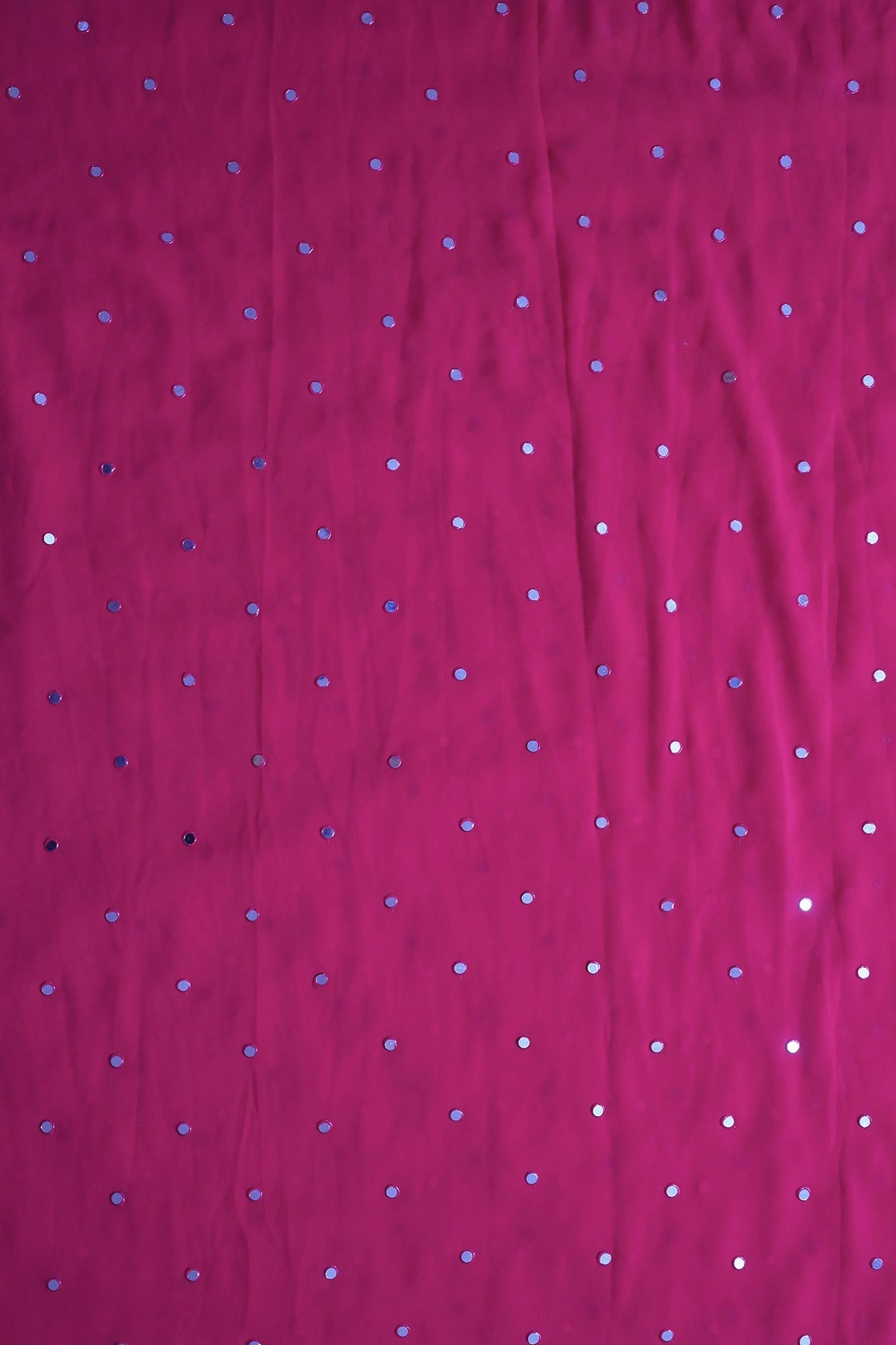 Beautiful Real Mirror Embroidery Work On Fuchsia Georgette Fabric - doeraa