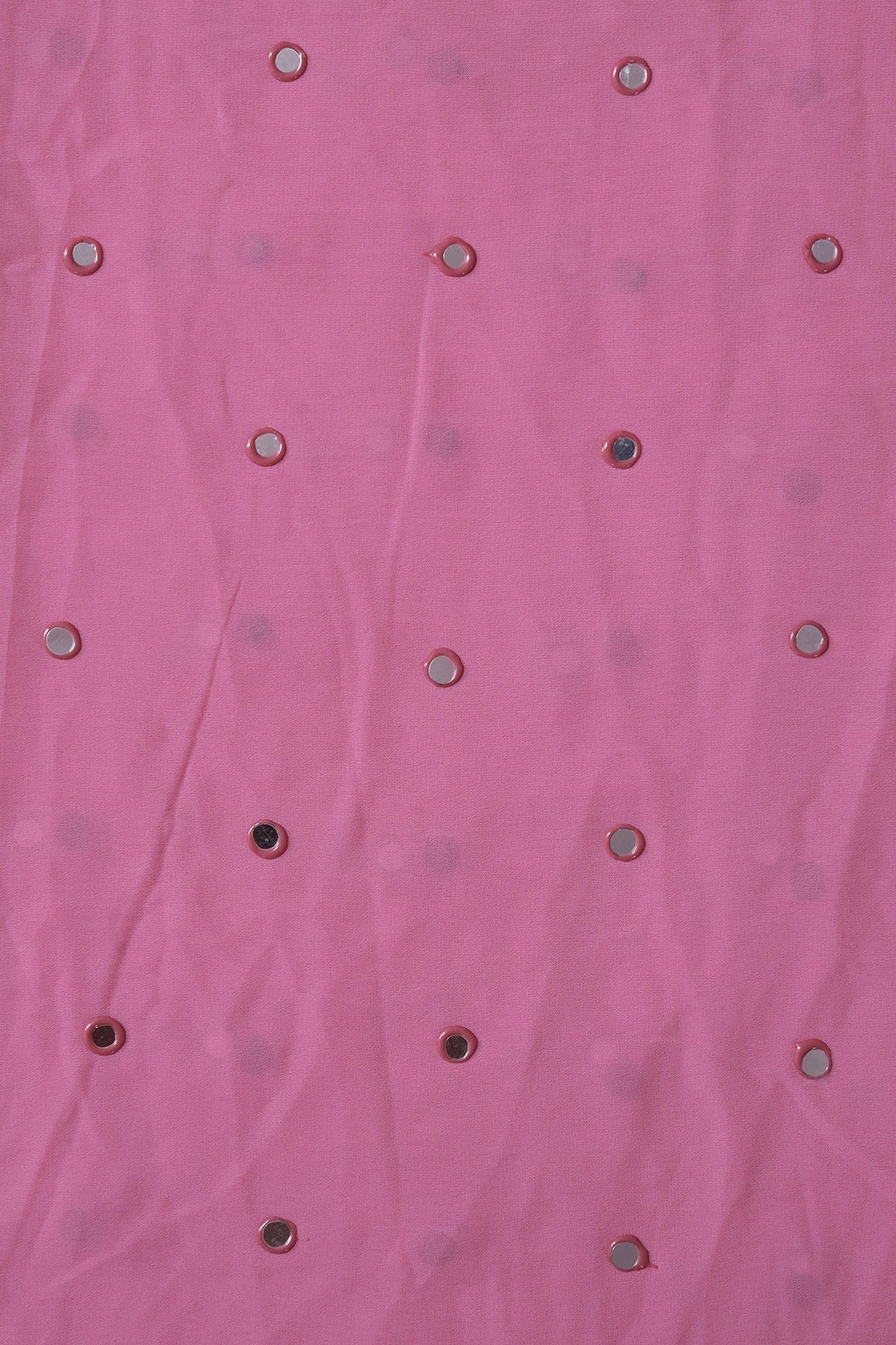 Beautiful Real Mirror Embroidery Work On Pink Georgette Fabric - doeraa