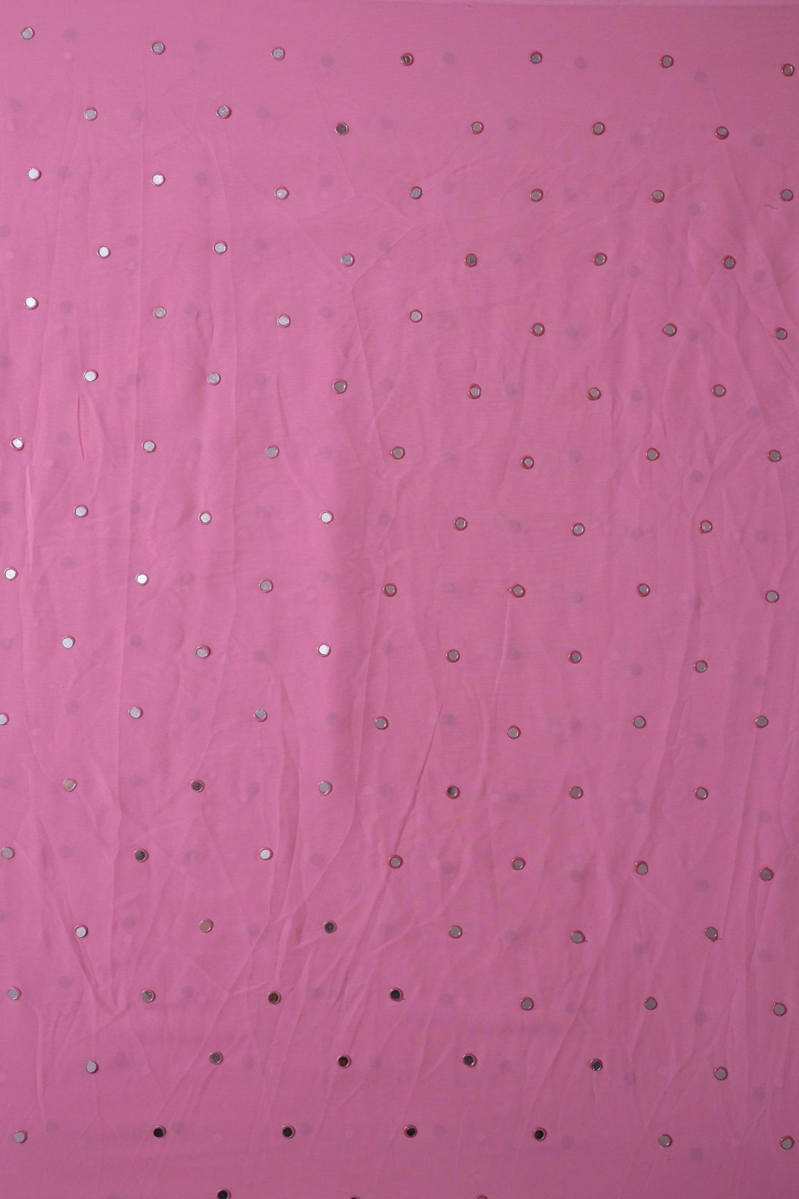 Beautiful Real Mirror Embroidery Work On Pink Georgette Fabric - doeraa