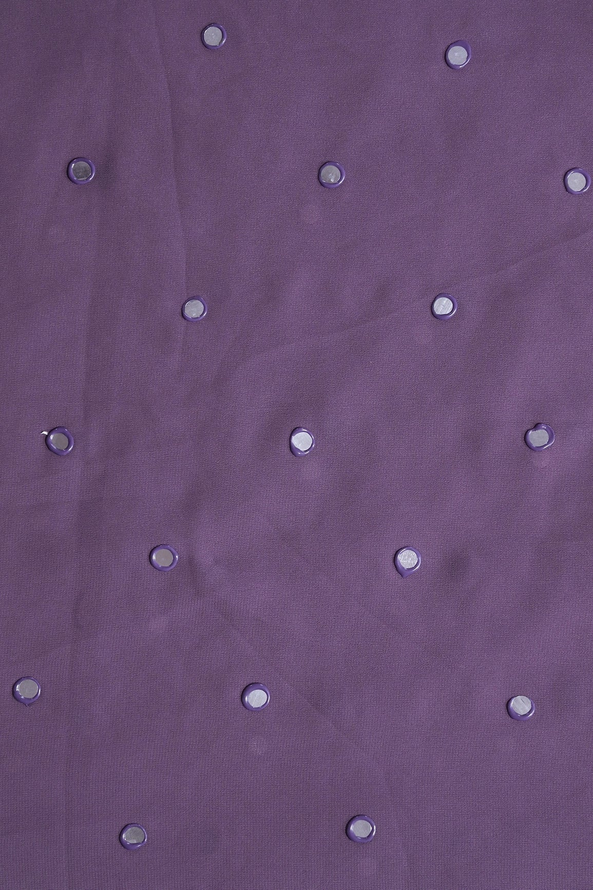 Beautiful Real Mirror Embroidery Work On Viola Purple Georgette Fabric - doeraa