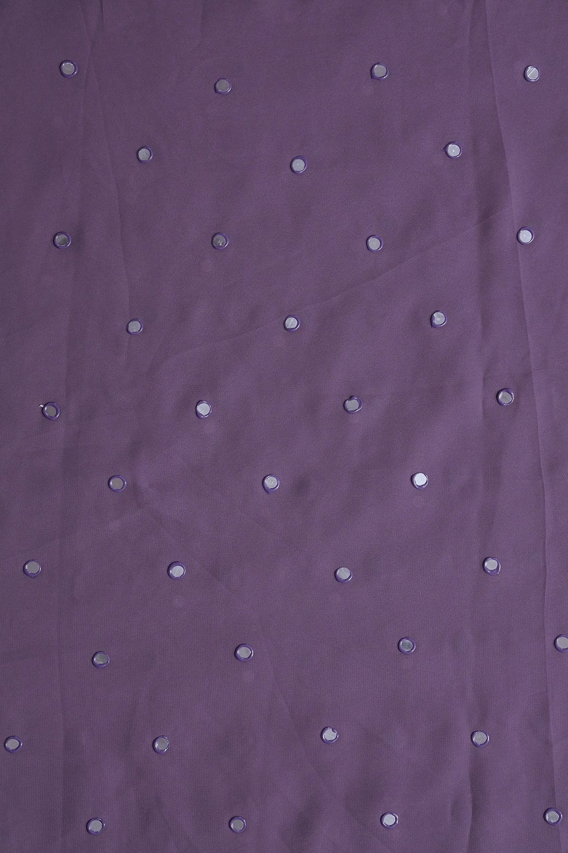 Beautiful Real Mirror Embroidery Work On Viola Purple Georgette Fabric - doeraa