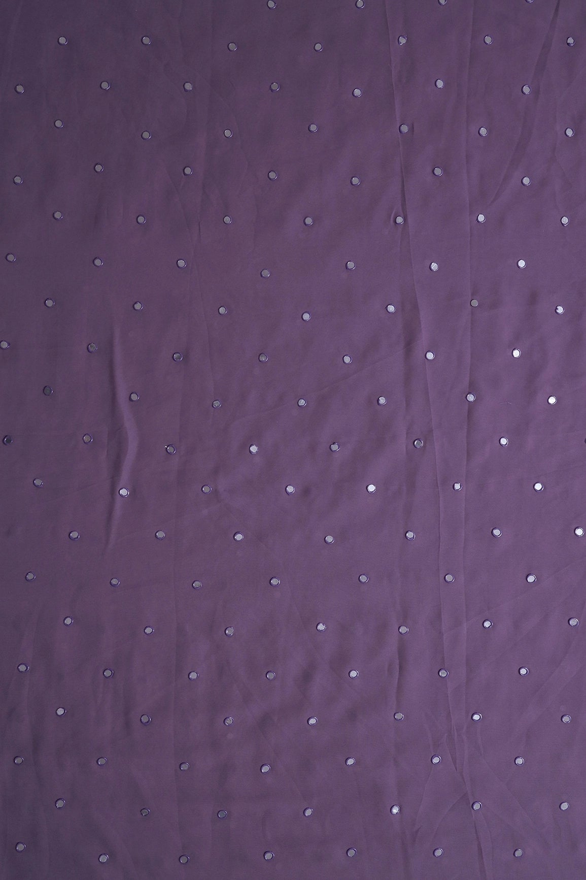 Beautiful Real Mirror Embroidery Work On Viola Purple Georgette Fabric - doeraa