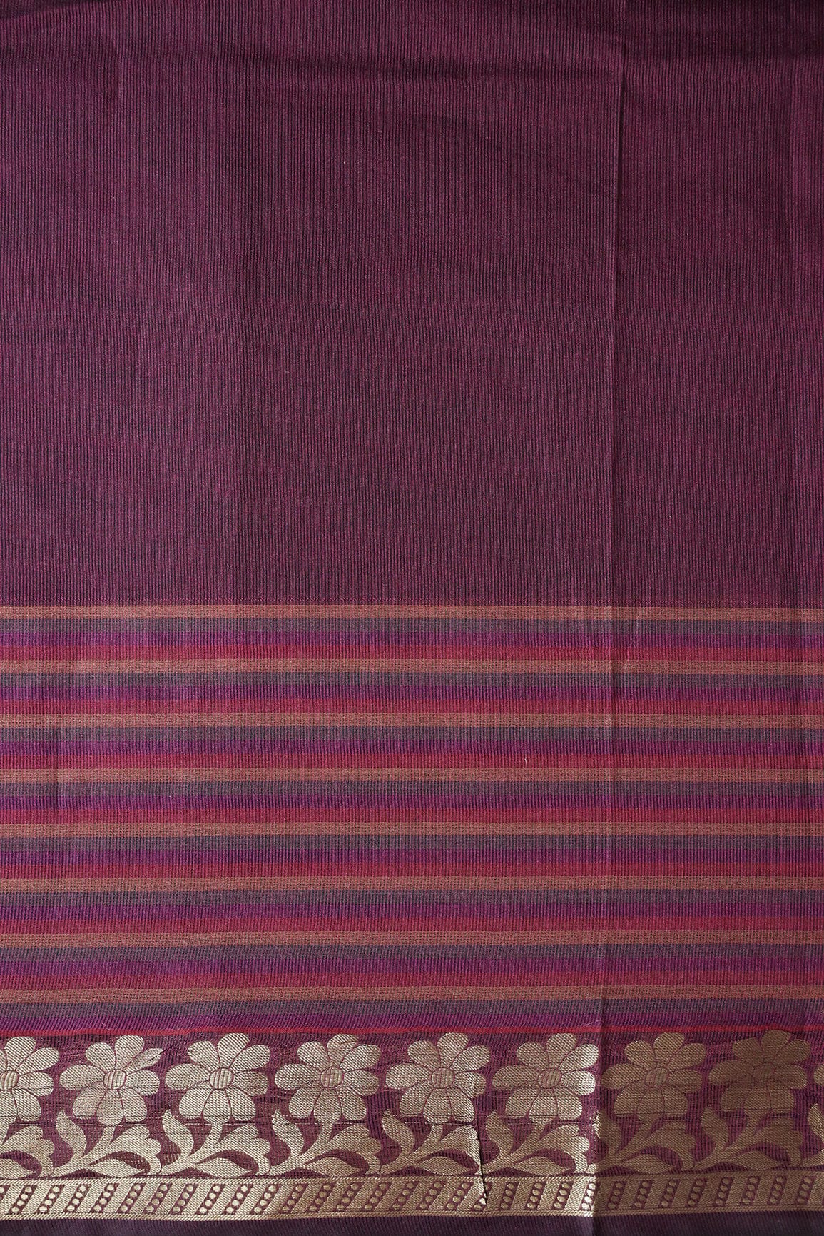 Beautiful Stripes With Floral Zari Jacquard Border Wine Organza Fabric - doeraa