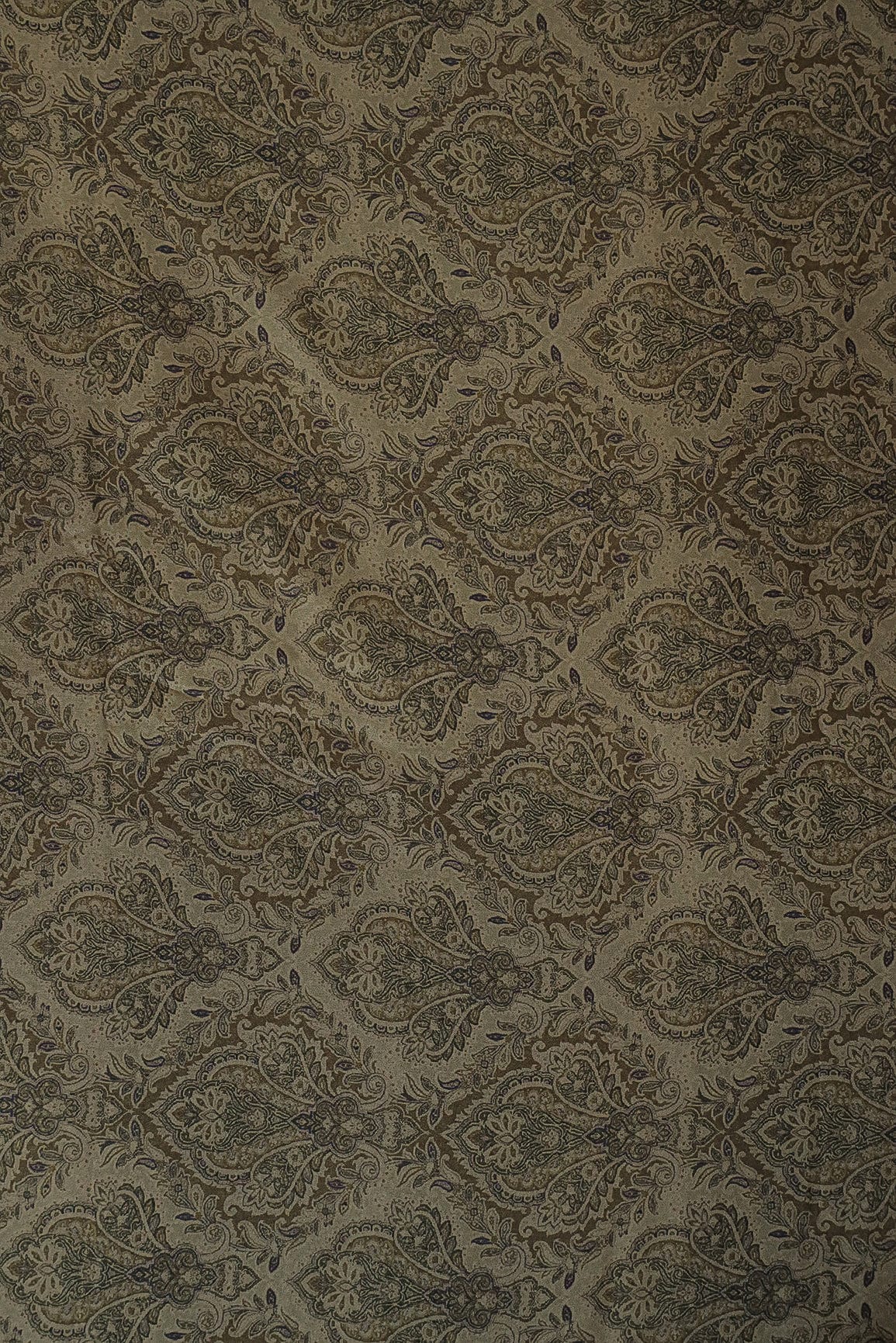 Beige Cultural Digital Print Design on Tussar Fabric - doeraa