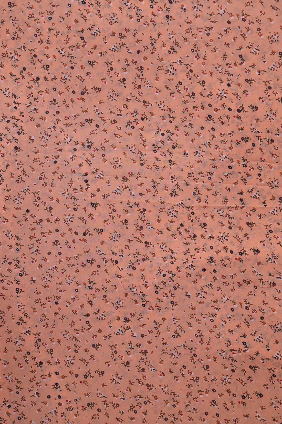 Big Width "56" Multi Color Small Floral Digital Print On Peach Georgette Fabric - doeraa