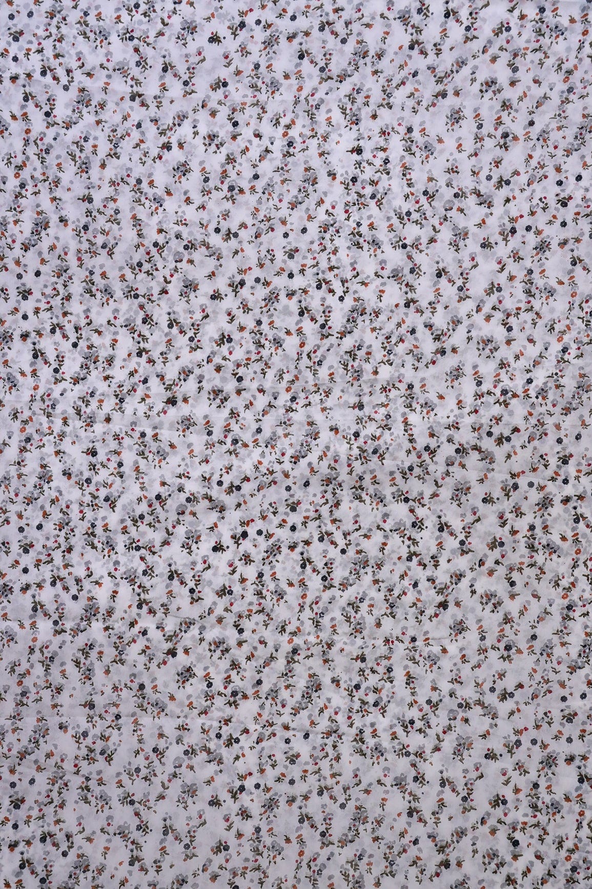 Big Width "56" Multi Color Small Floral Digital Print On White Georgette Fabric - doeraa