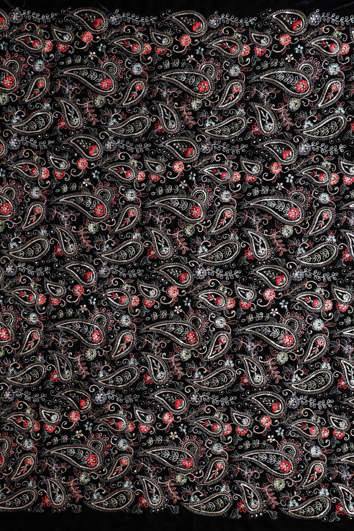 Black And Red Unstitched Lehenga Set Fabric (3 Piece) - doeraa