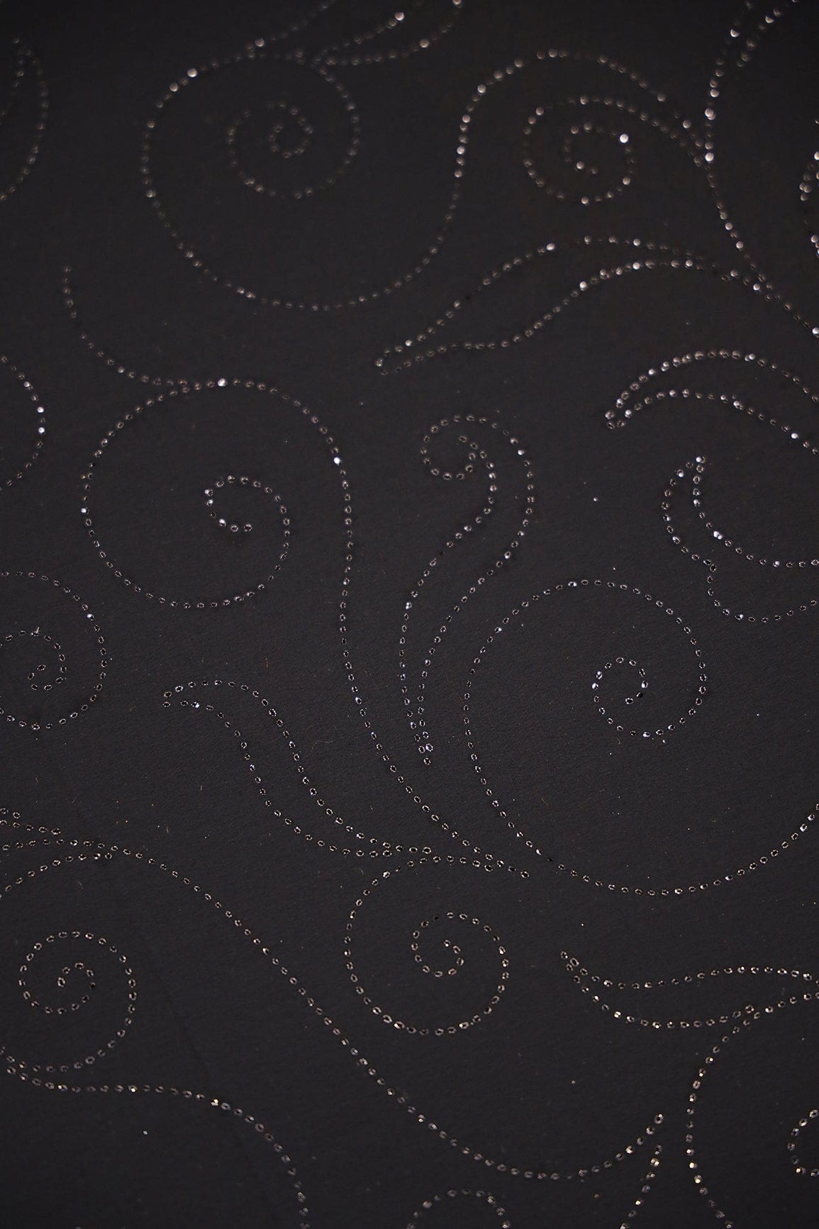Black Ethnic Laser Cut Foil Print On Georgette Fabric - doeraa