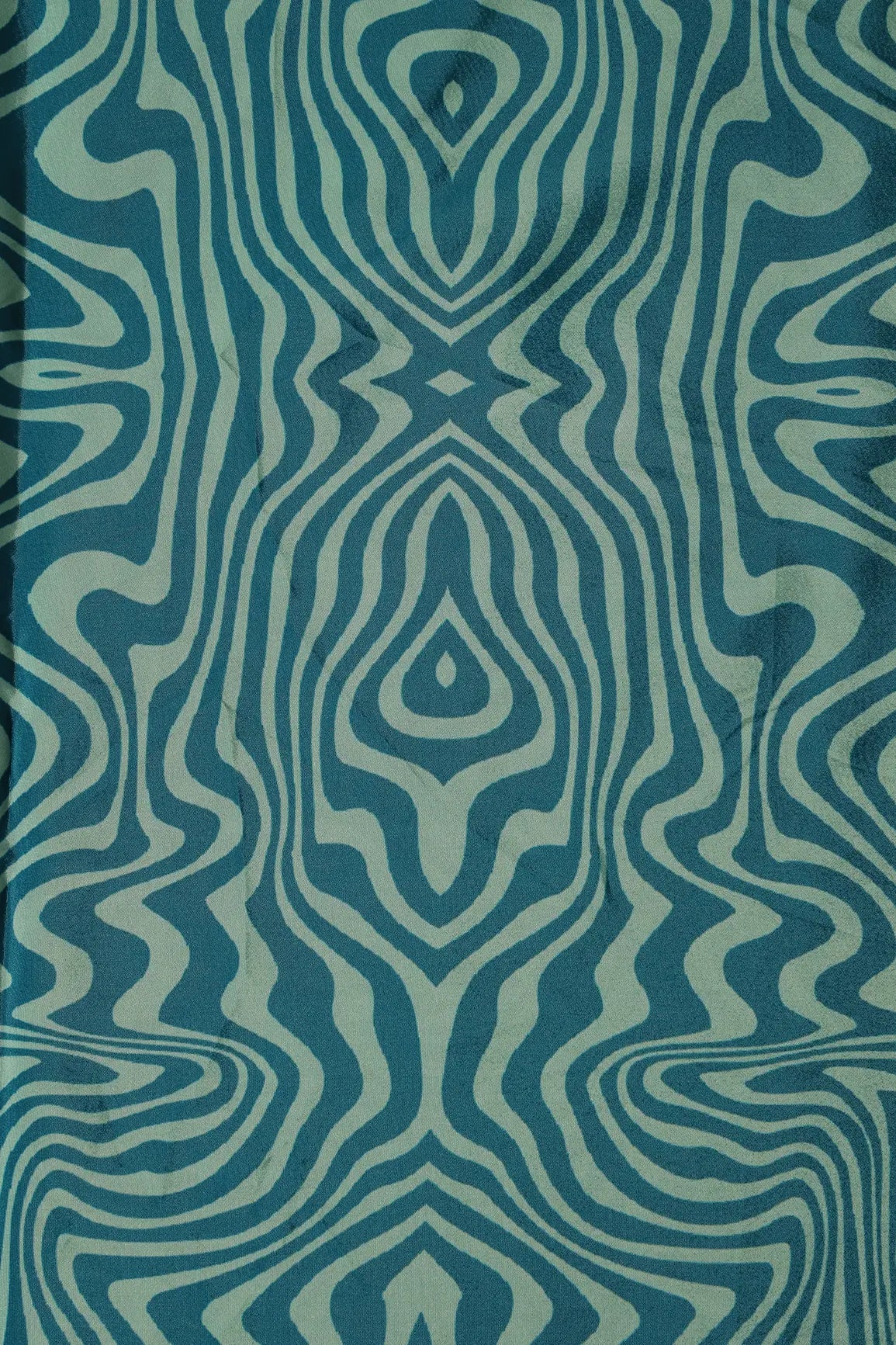 Blue And Off White Geometric Pattern Digital Print On French Crepe Fabric - doeraa