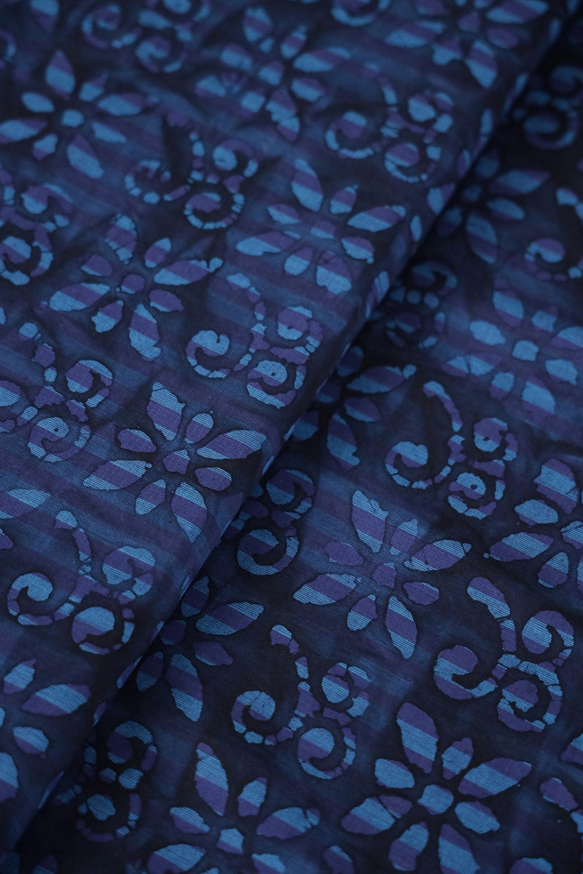Blue And Purple Traditional Pattern Batik Handblock Organic Cotton Fabric - doeraa
