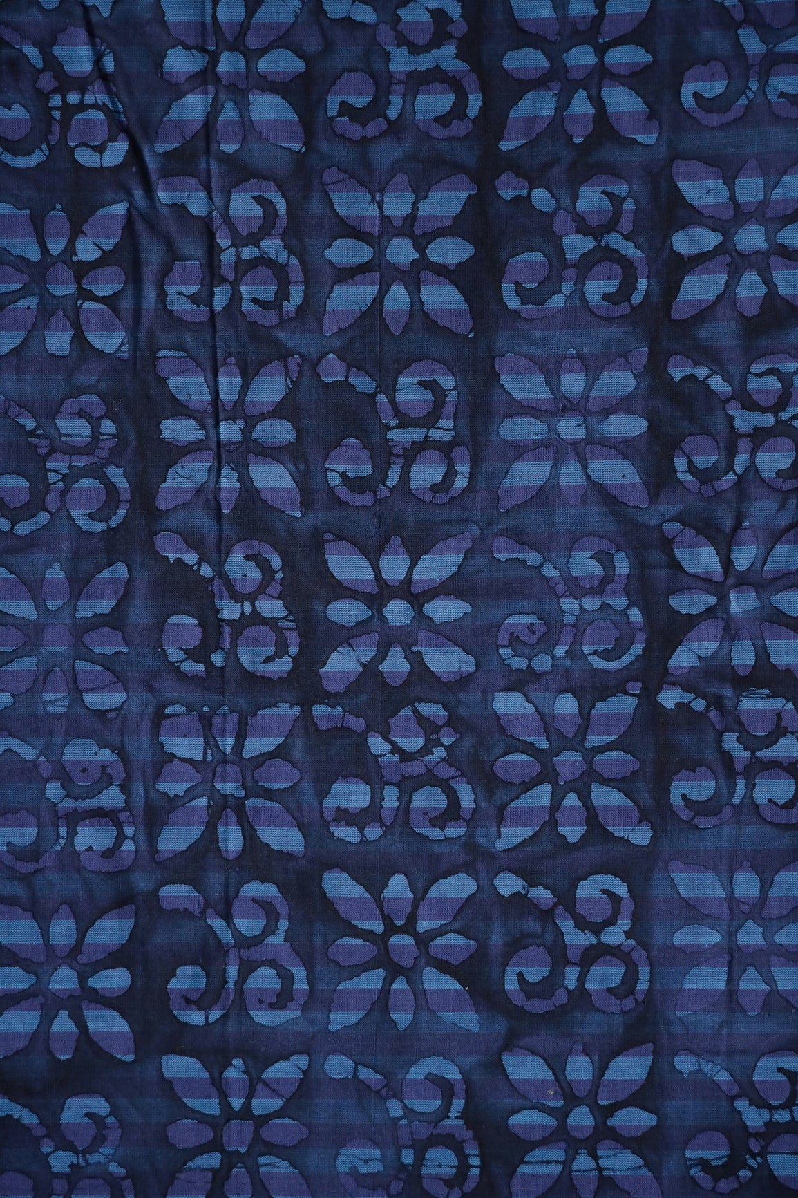 Blue And Purple Traditional Pattern Batik Handblock Organic Cotton Fabric - doeraa