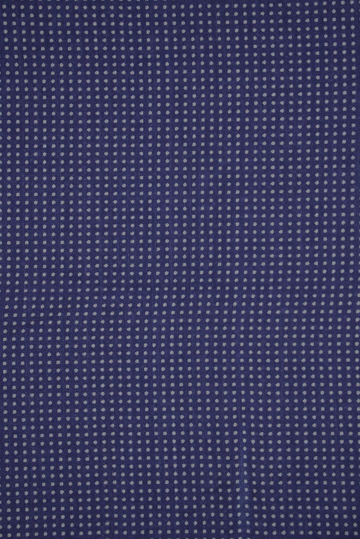 Blue Polka Dots Digital Print on Tussar Satin Fabric - doeraa