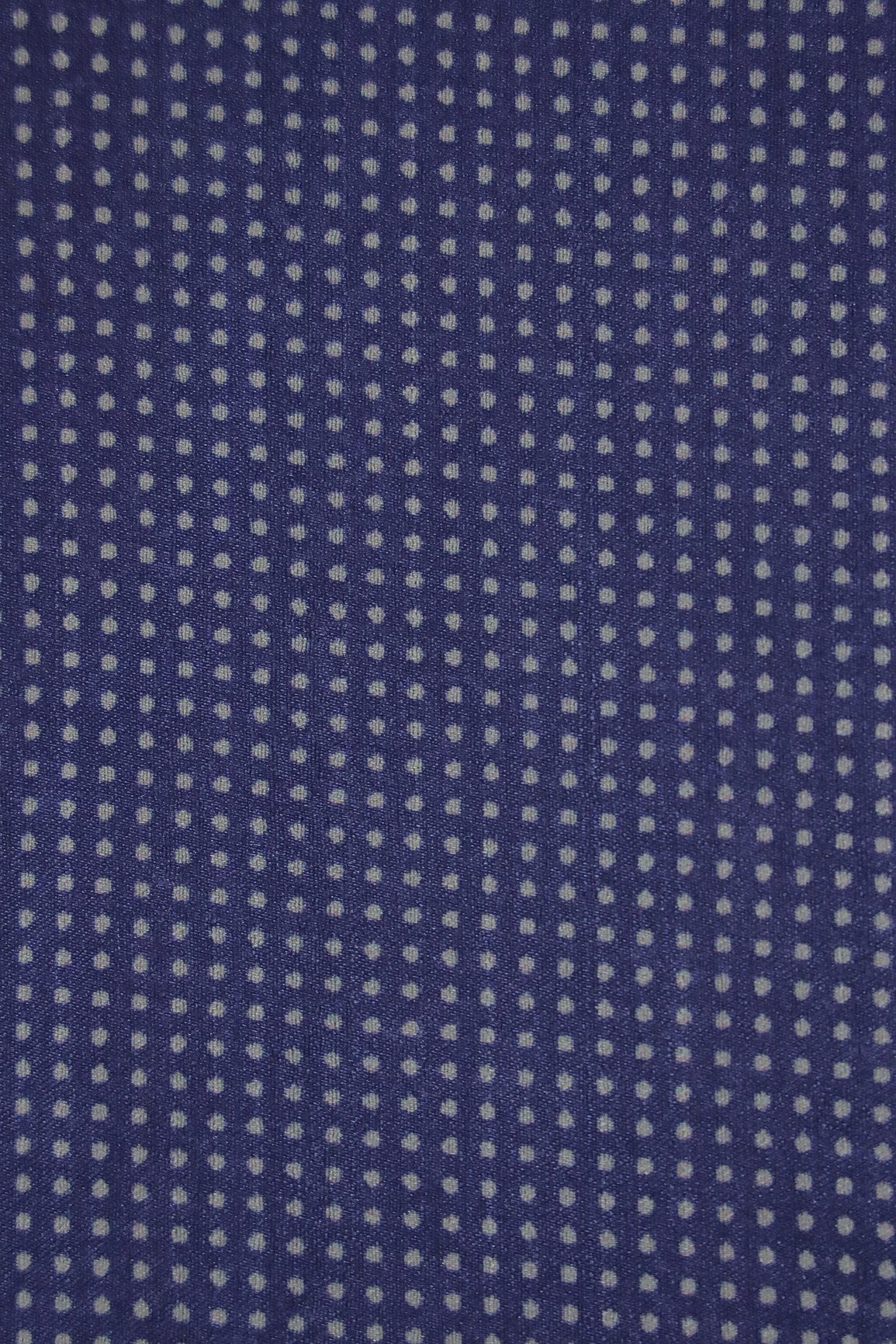 Blue Polka Dots Digital Print on Tussar Satin Fabric - doeraa