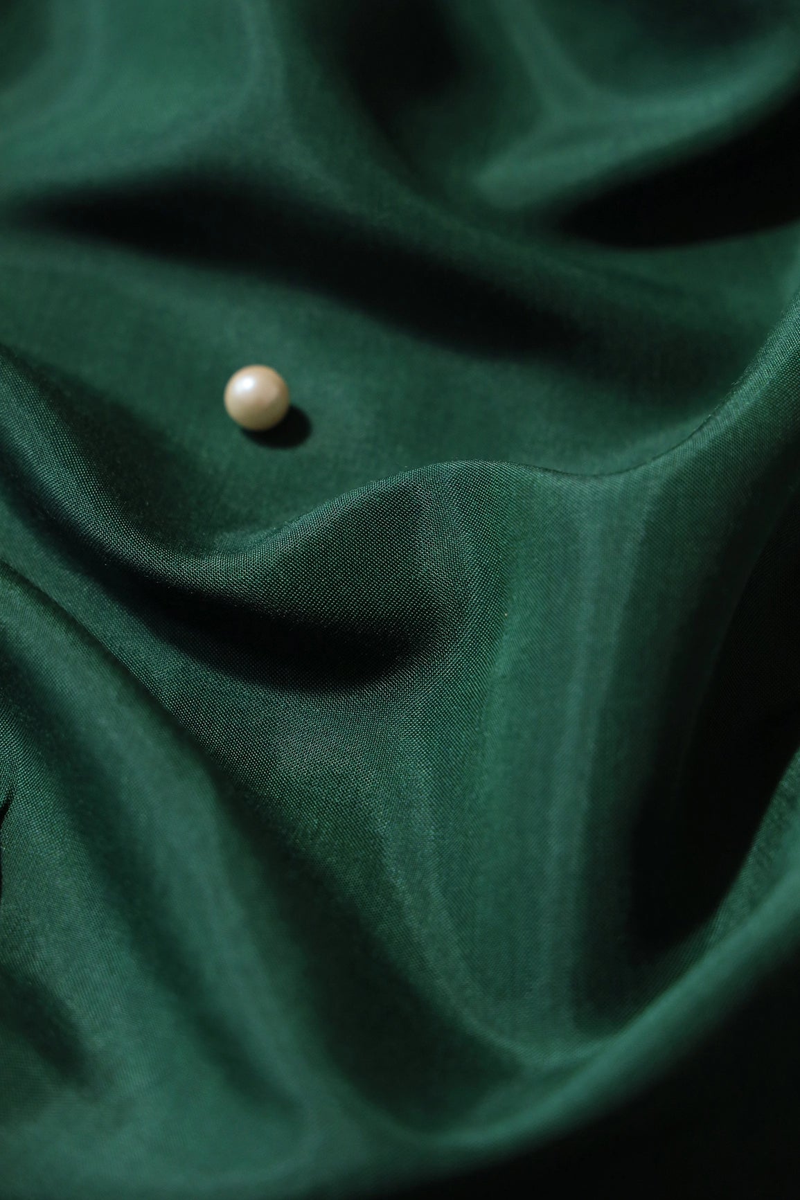 Bottle Green Dyed Pure Viscose Muslin Fabric - doeraa