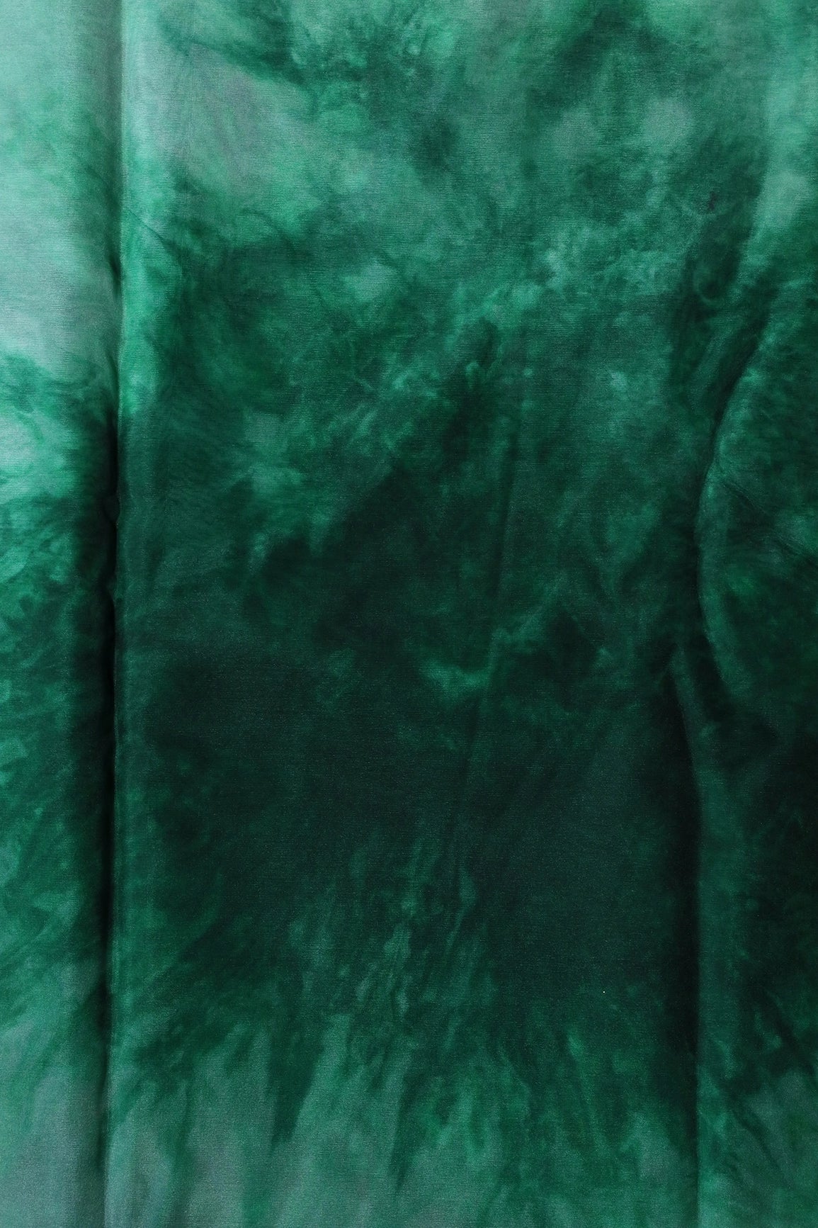 Bottle Green Tie & Dye Shibori Print On Organza Fabric - doeraa