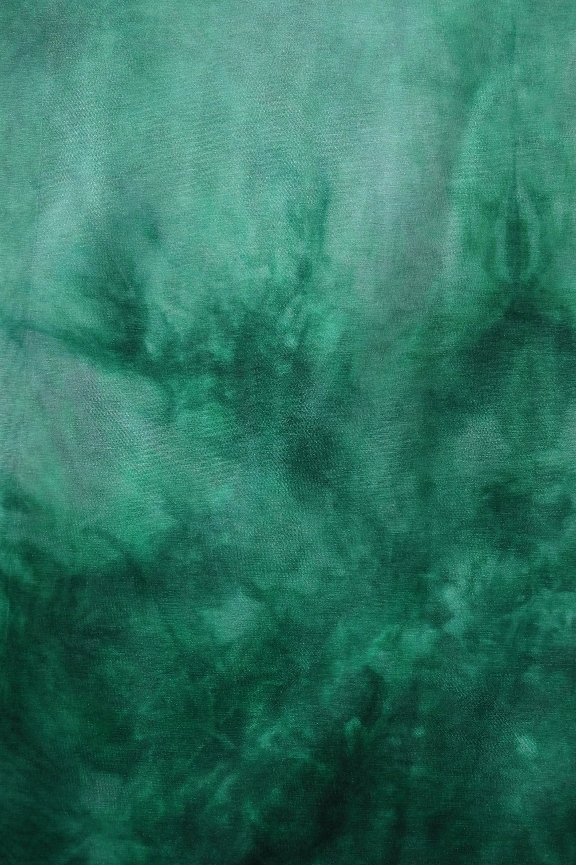 Bottle Green Tie & Dye Shibori Print On Organza Fabric - doeraa