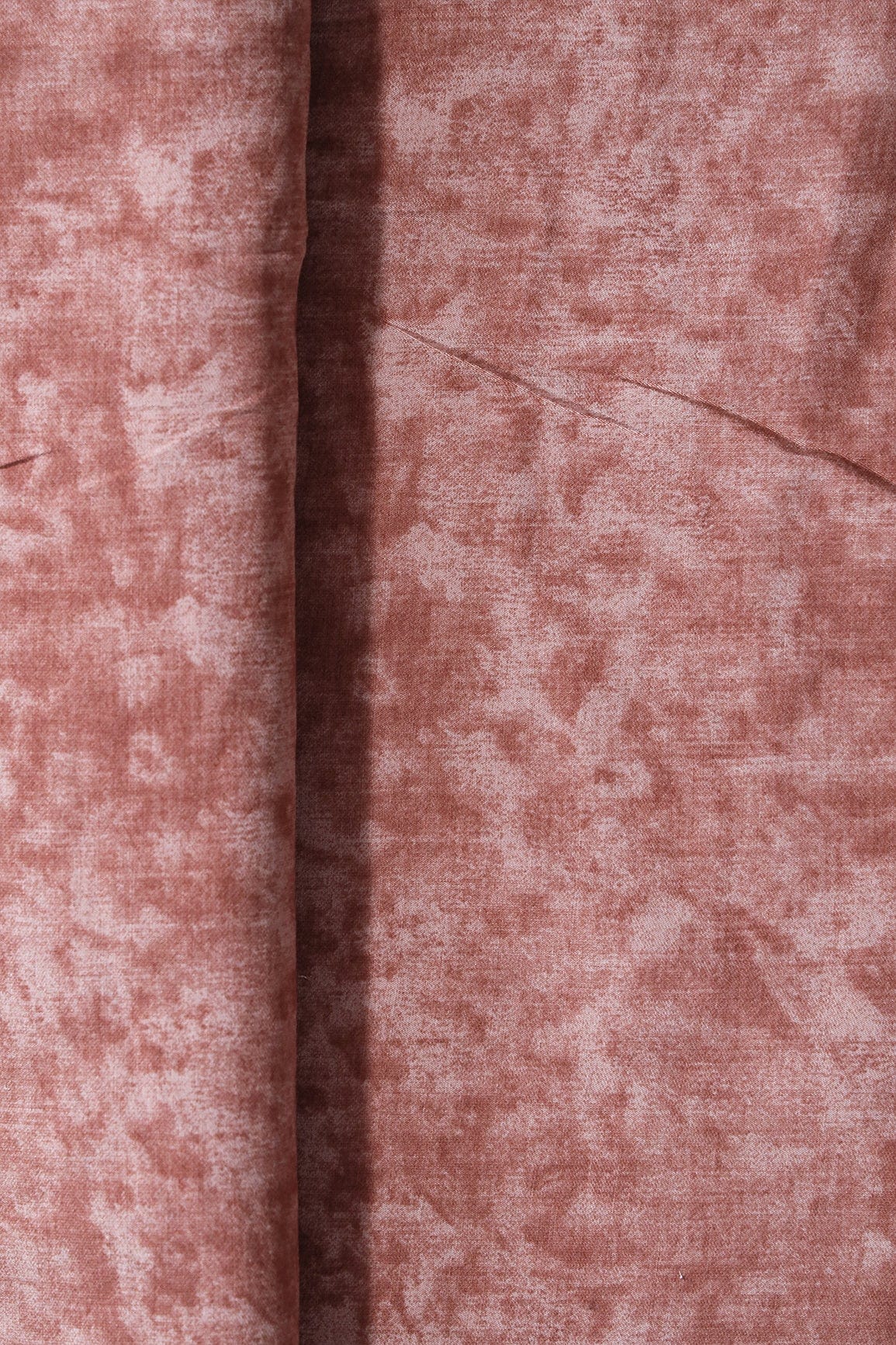 Brown And Cream Plain Texture Pattern On Viscose Chanderi Silk Fabric - doeraa