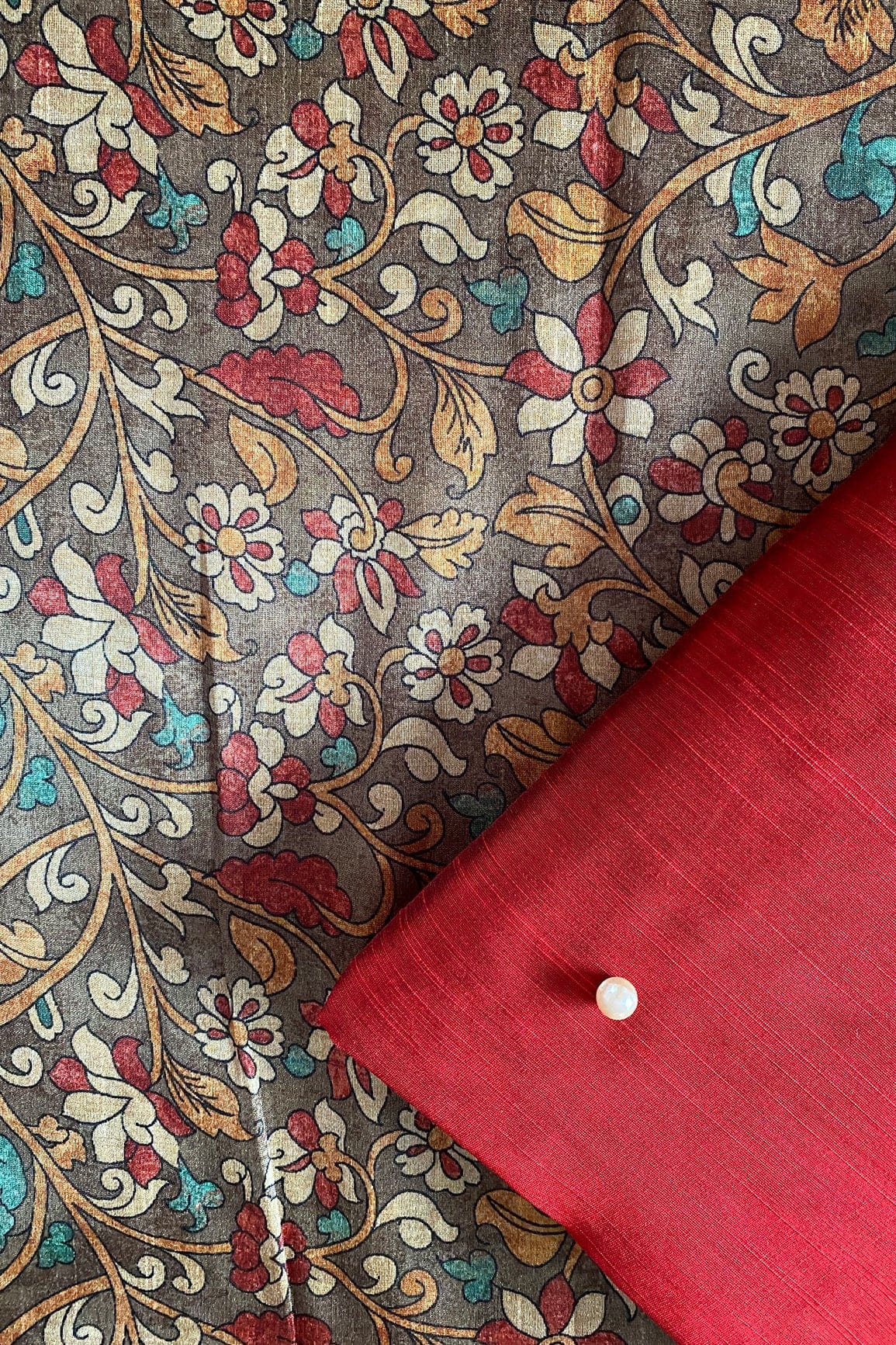 Brown And Maroon Unstitched Suit (2 Piece) - doeraa