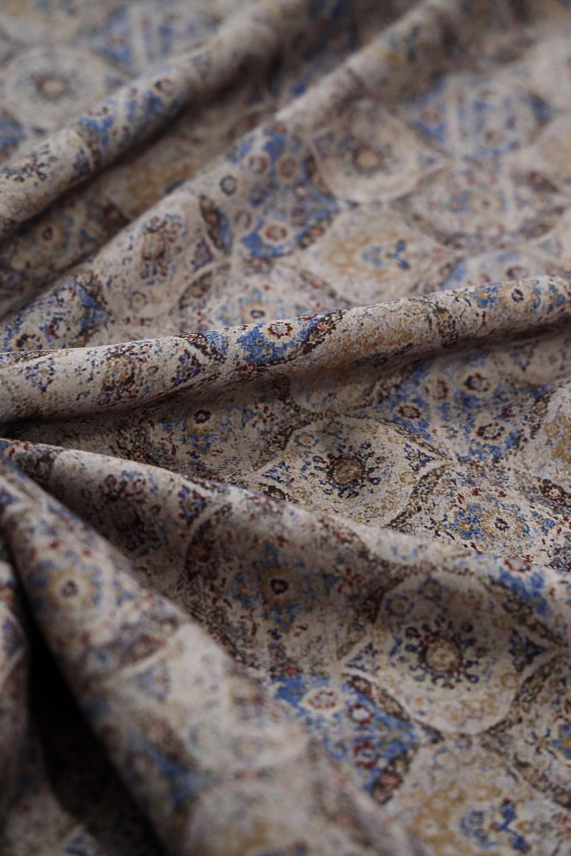 Brown Rusty Digital Print on Satin Fabric - doeraa