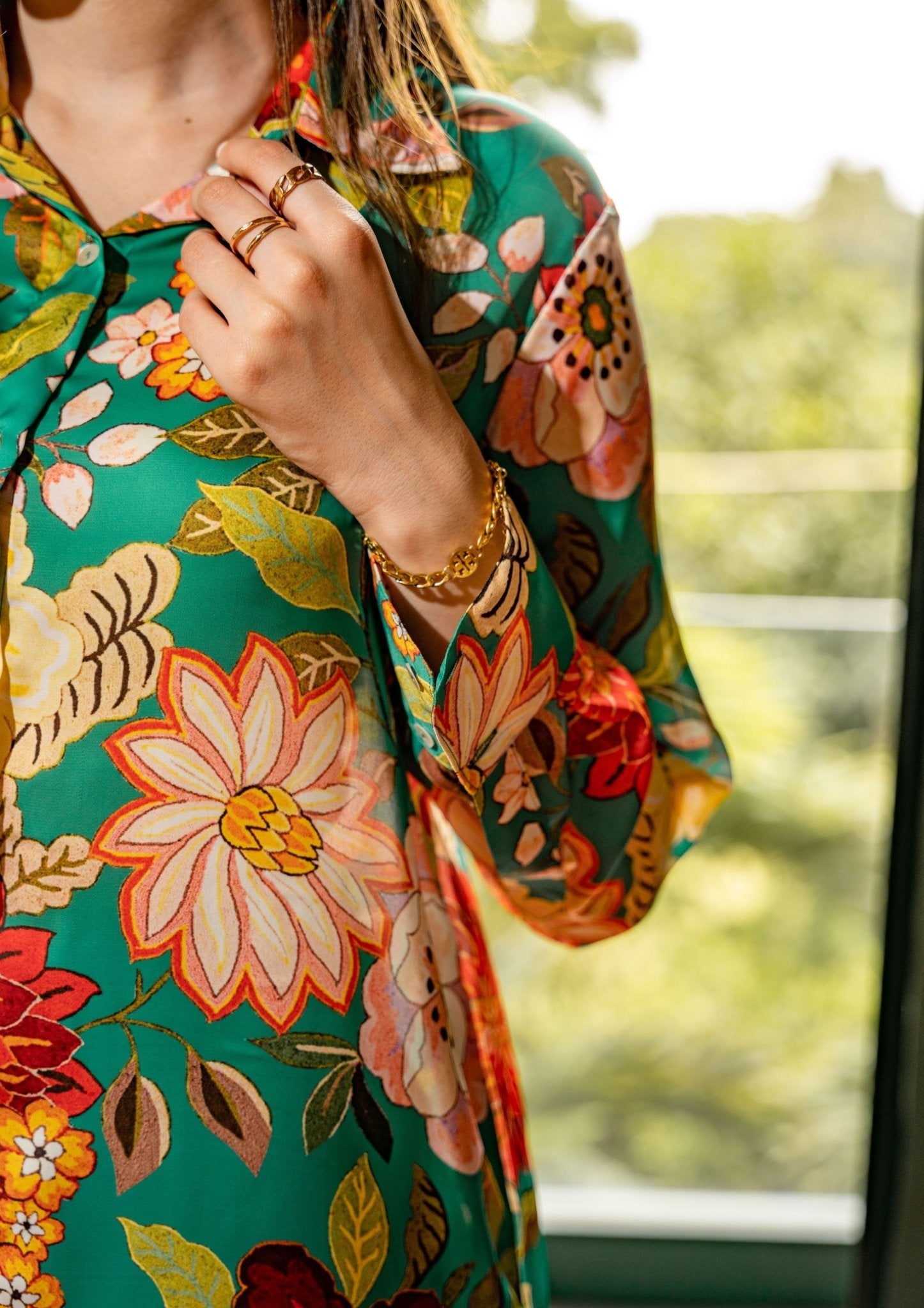 Chroma Floral Satin Co - ord Set - doeraa