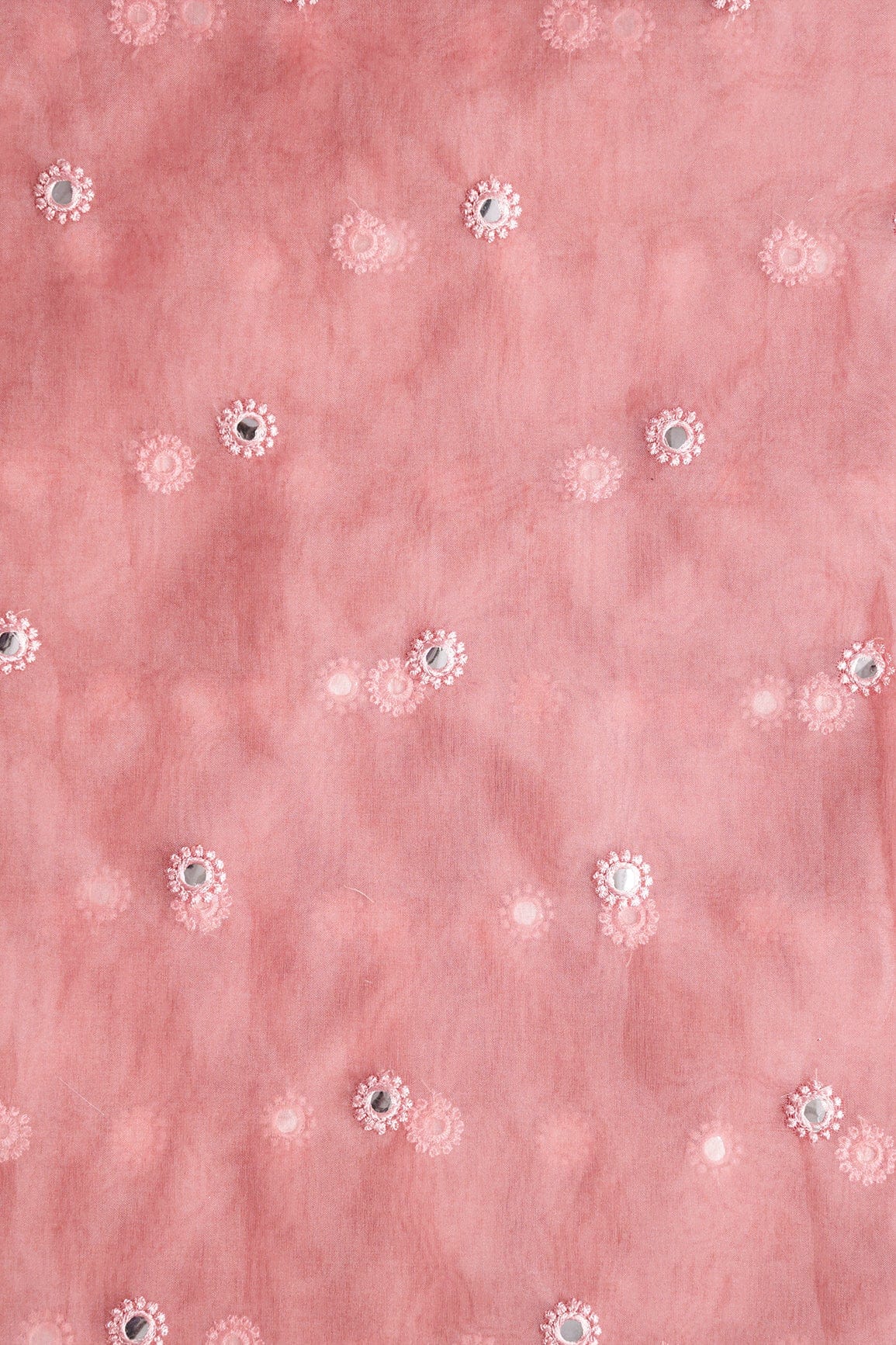 Cream And Coral Pink Unstitched Lehenga Set Fabric (3 Piece) - doeraa