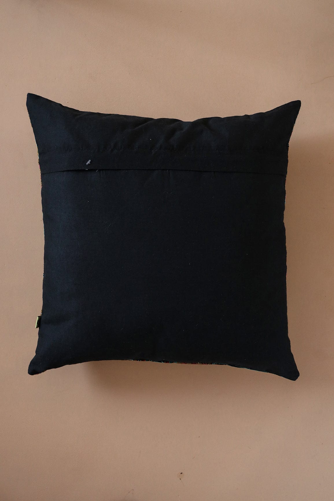 Cultural Multi - colour Embroidery on Black cotton Cushion Cover (16*16 inches) - doeraa