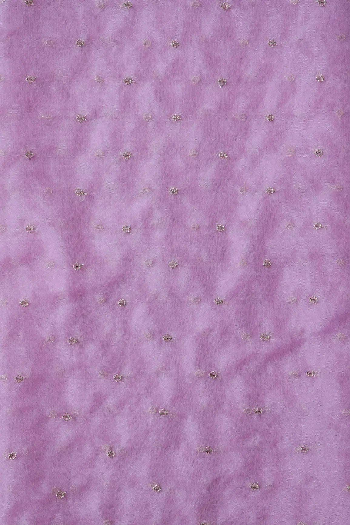 Cut Dana Beads With Zari Small Motif Embroidery On Pink Organza Fabric - doeraa