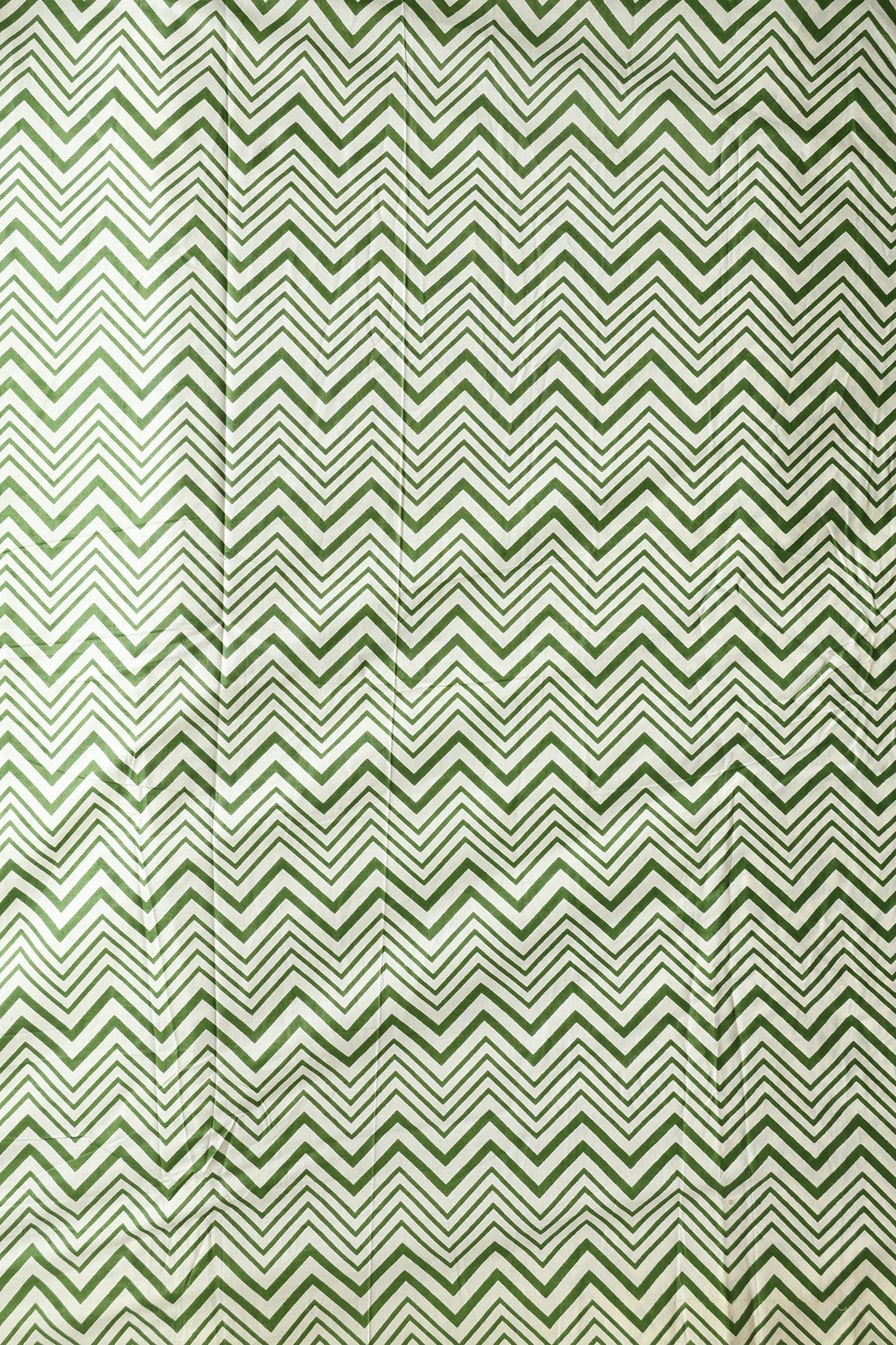 Dark Olive And Cream Chevron Print On Pure Cotton Fabric - doeraa