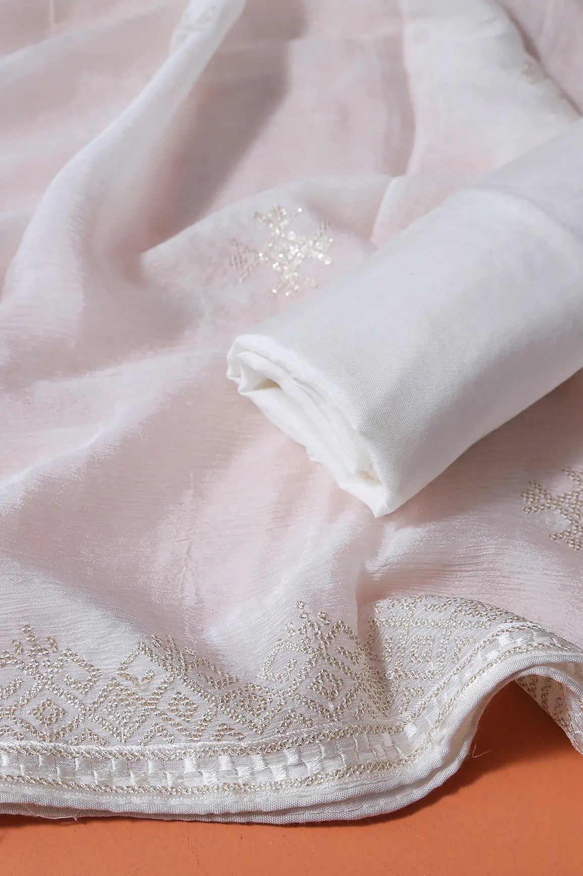 Dyeable Lucknowi Unstitched Pure Viscose Georgette Suit Set (3 piece) - doeraa