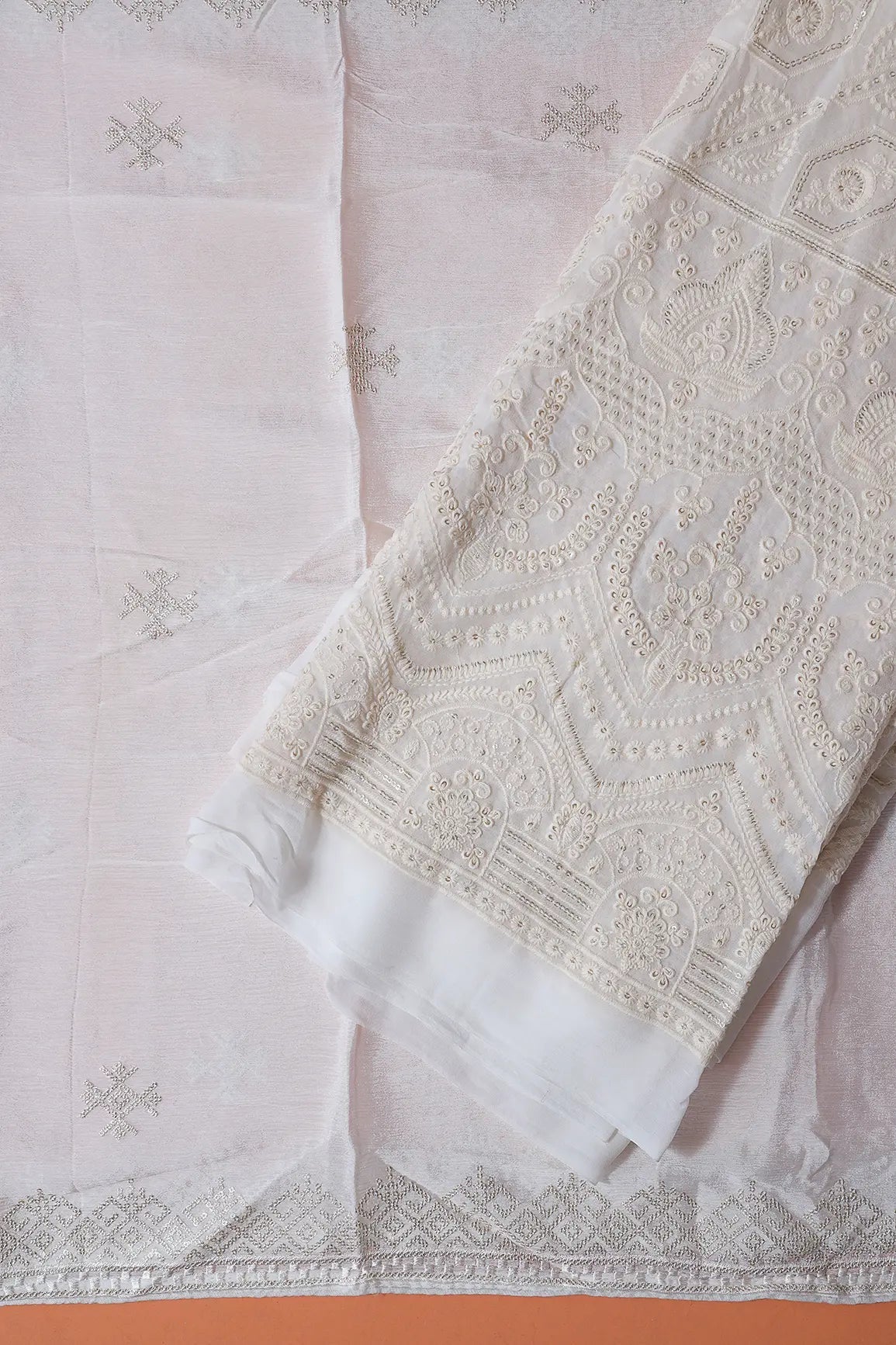 Dyeable Lucknowi Unstitched Pure Viscose Georgette Suit Set (3 piece) - doeraa