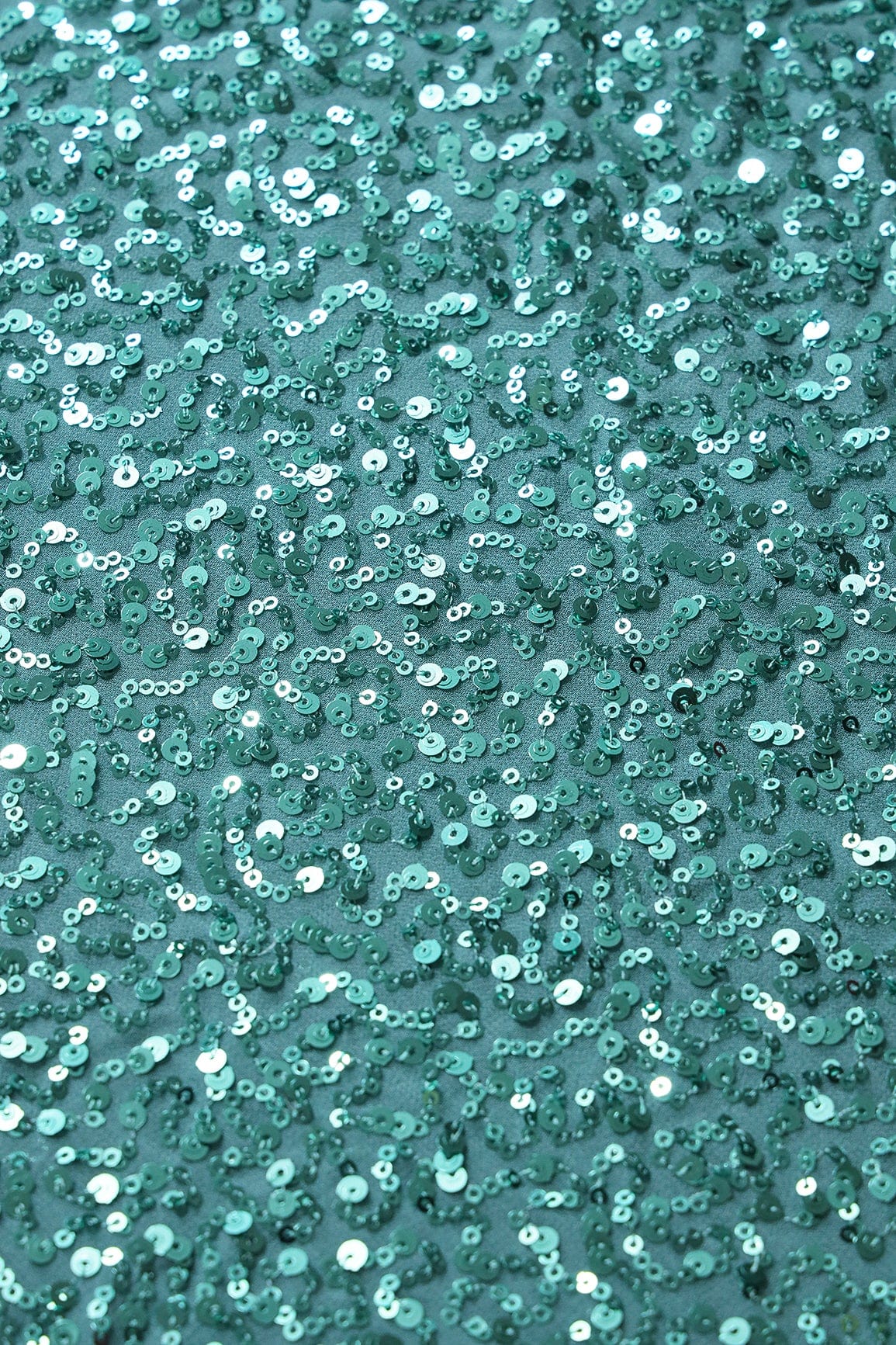 Exclusive All Over Sequins Embroidery On Teal Viscose Georgette Fabric - doeraa