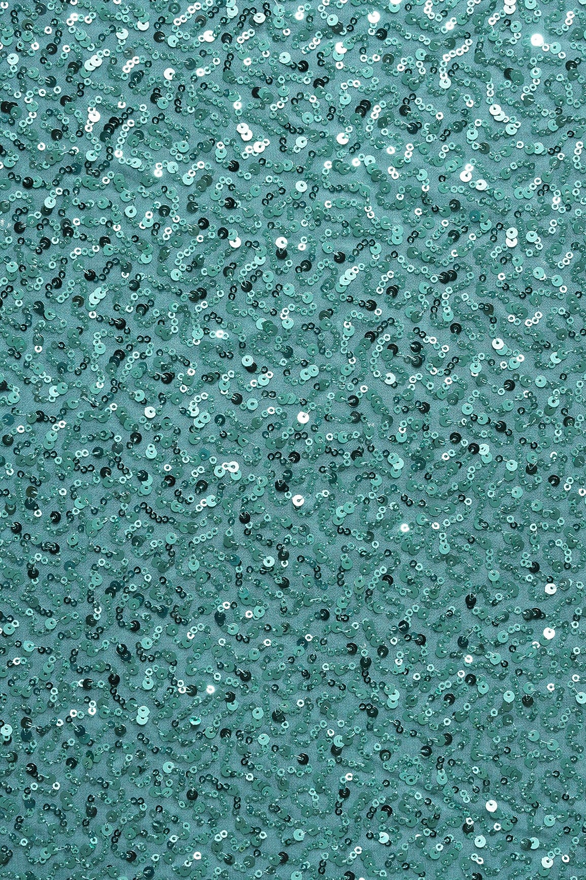 Exclusive All Over Sequins Embroidery On Teal Viscose Georgette Fabric - doeraa