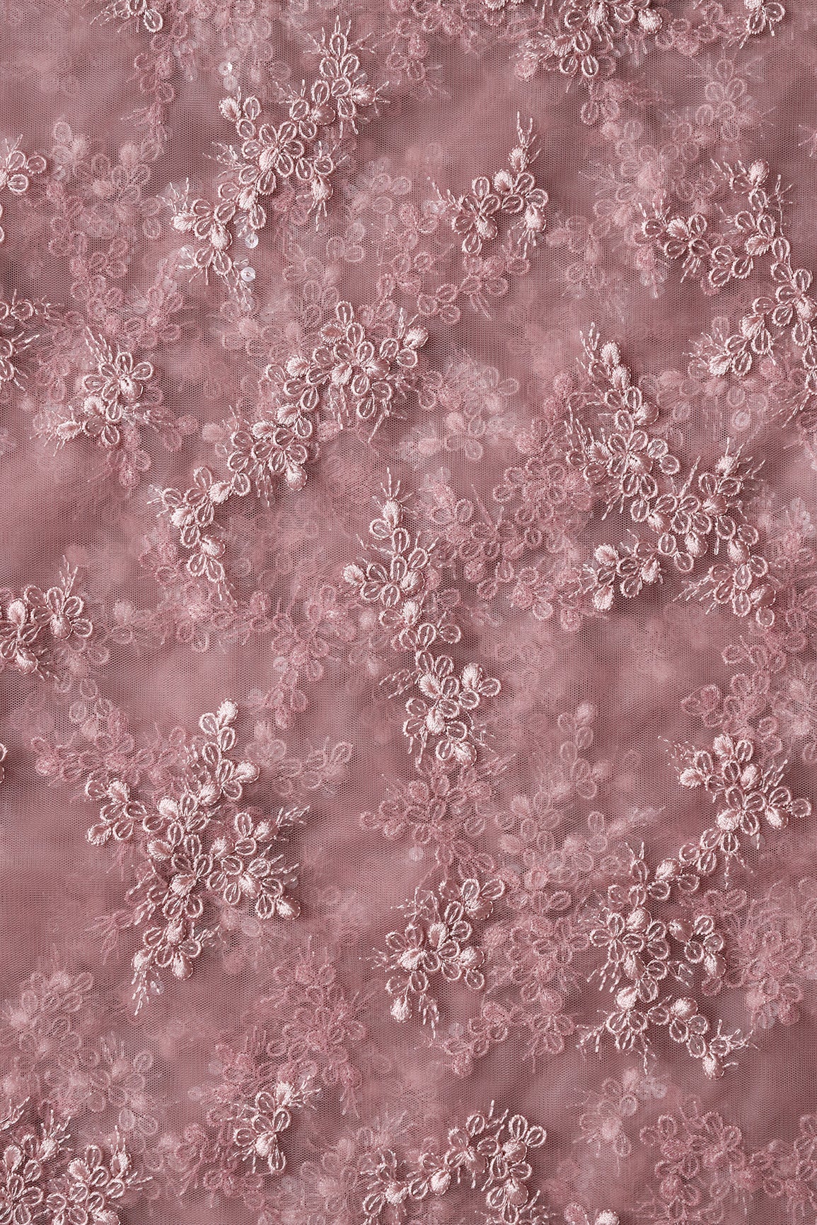 Exclusive Mauve Thread With Sequins Abstract Embroidery Work On Mauve Soft Net Fabric - doeraa