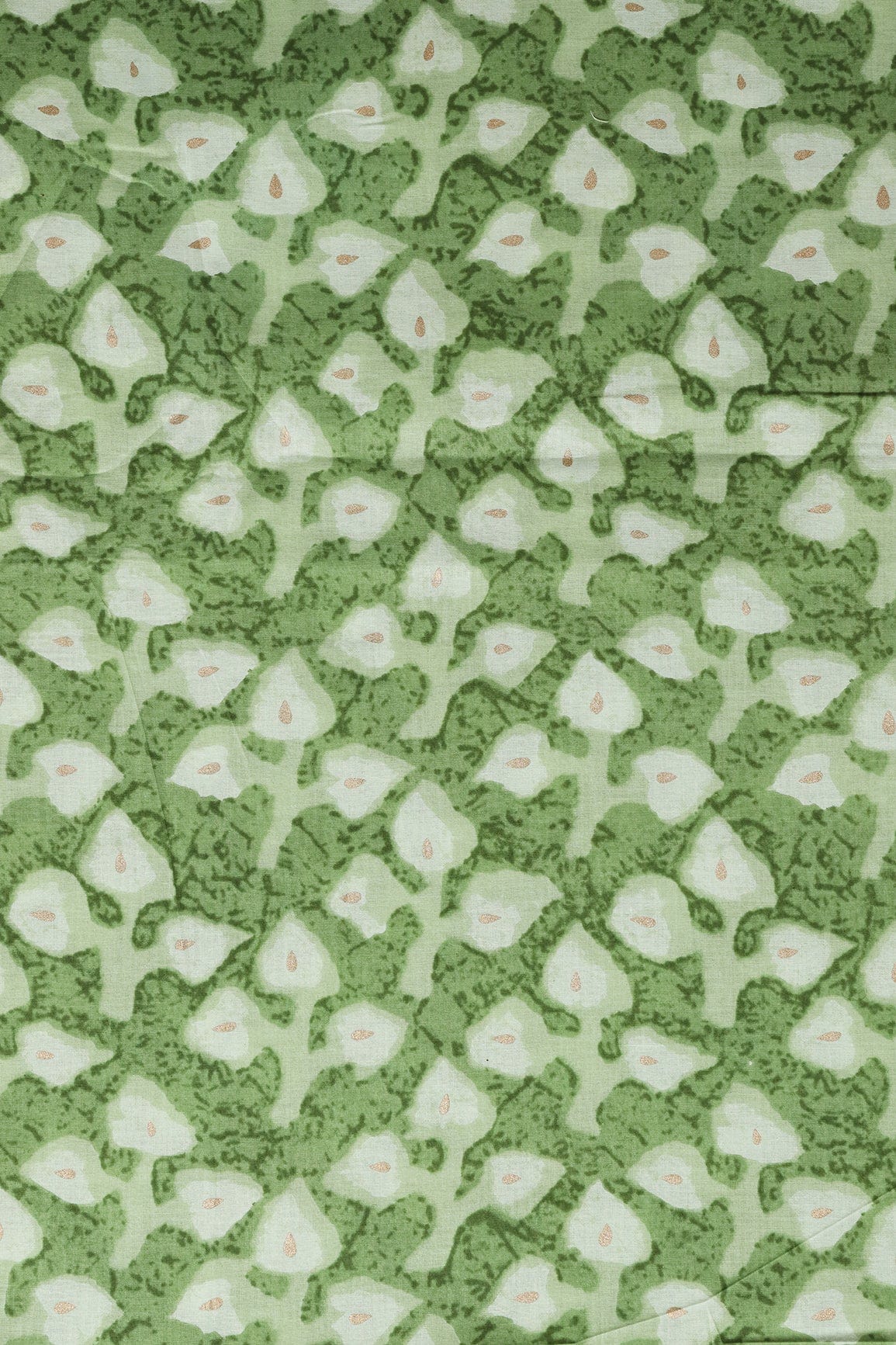 Fern Green And Mint Green Floral Print On Pure Cotton Fabric - doeraa
