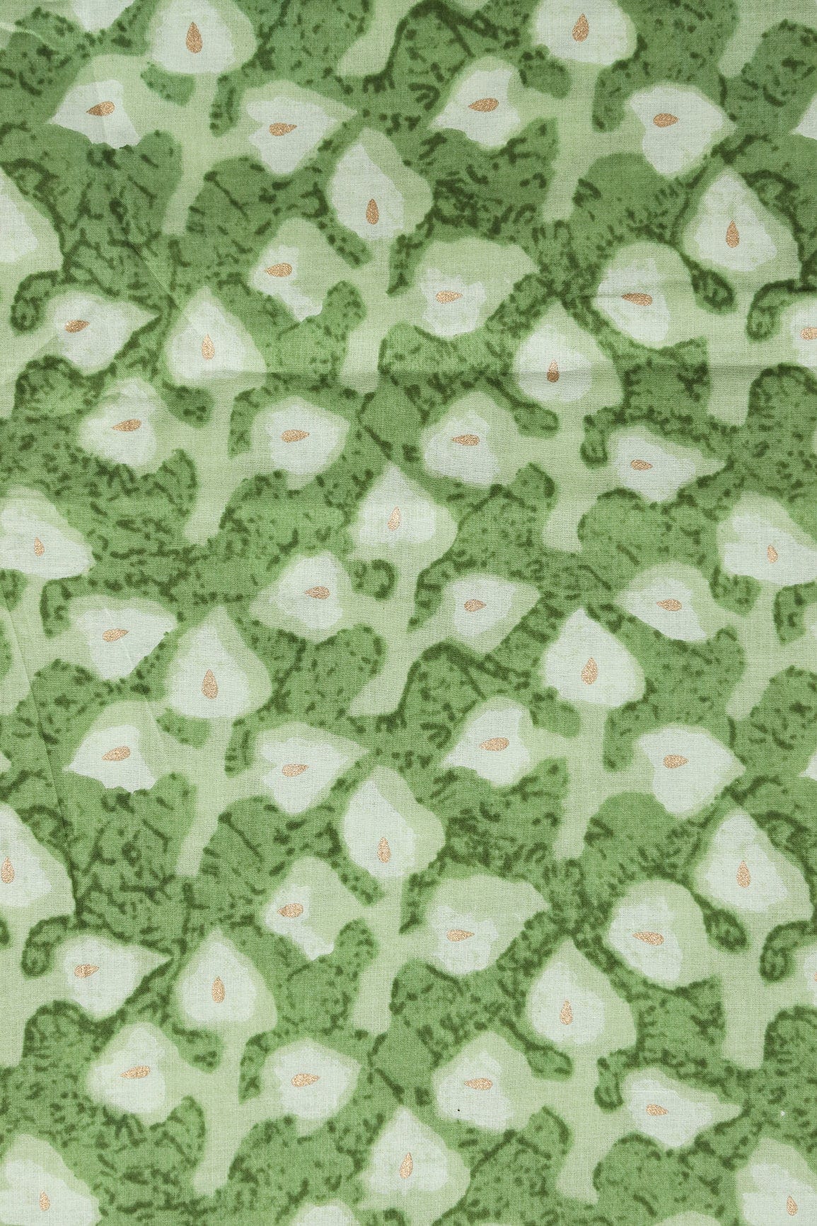 Fern Green And Mint Green Floral Print On Pure Cotton Fabric - doeraa