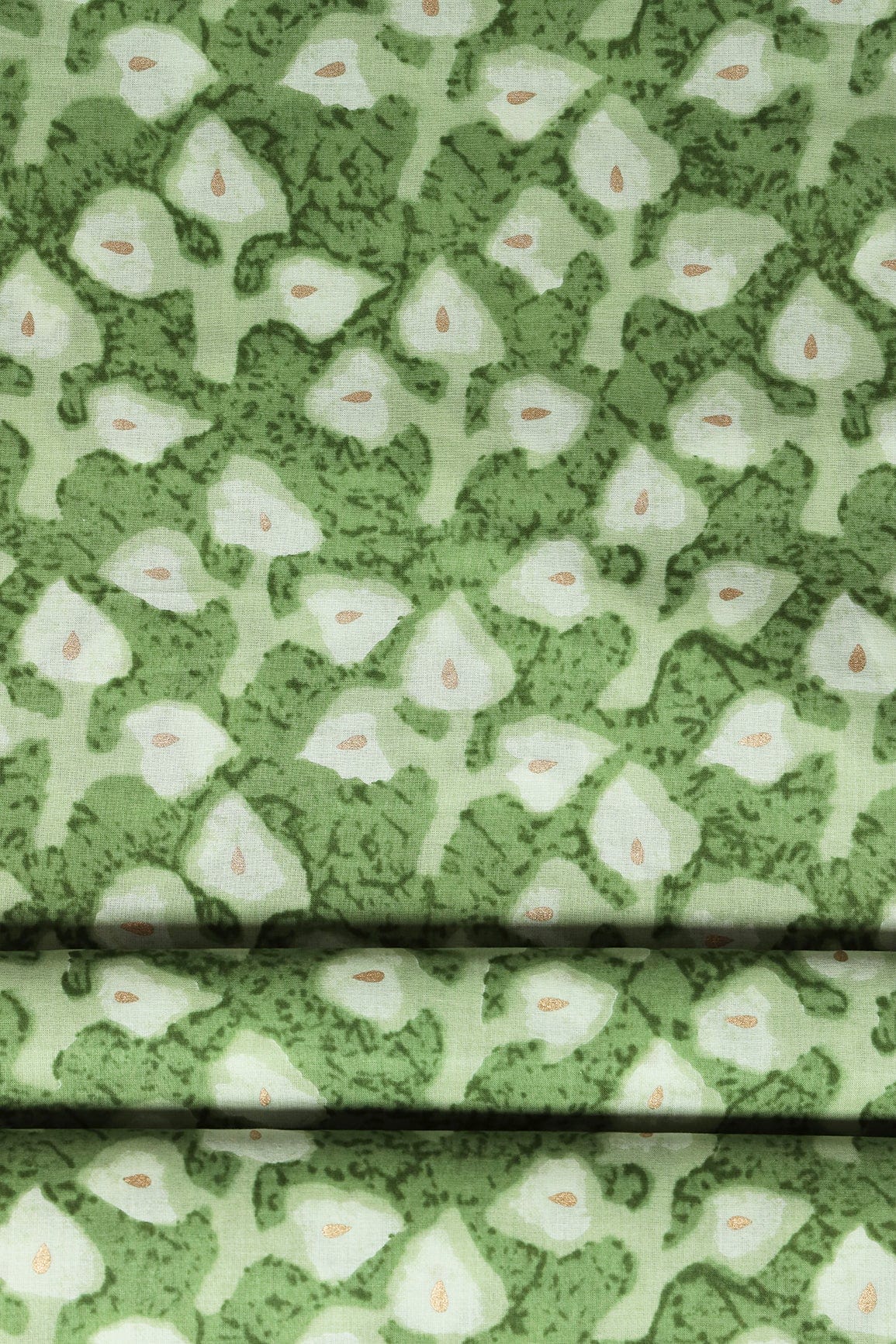Fern Green And Mint Green Floral Print On Pure Cotton Fabric - doeraa