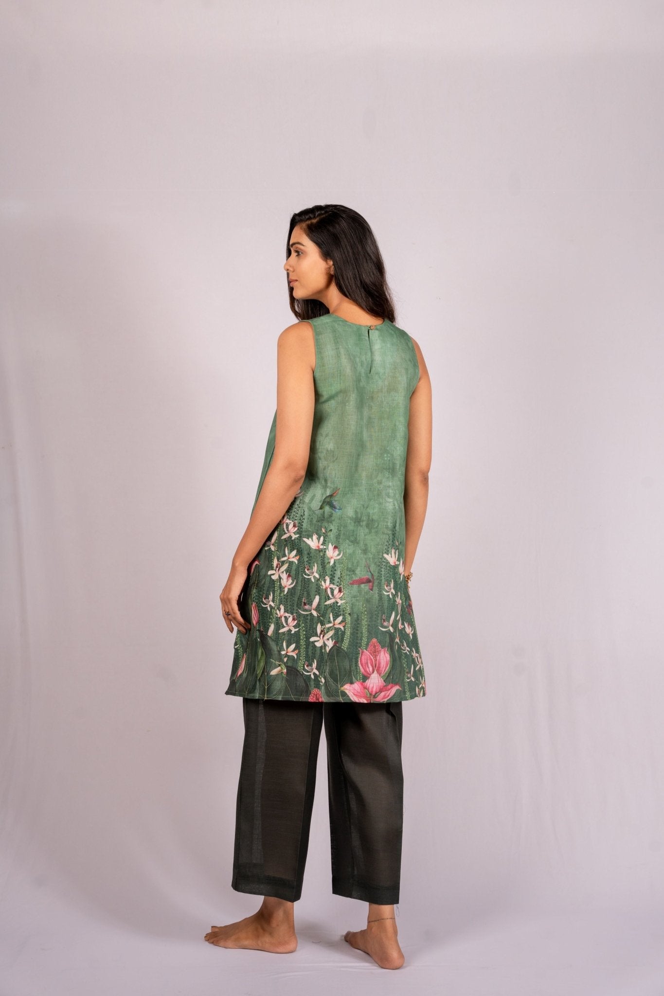 Flora Botanical Green Linen Co - ord Set - doeraa