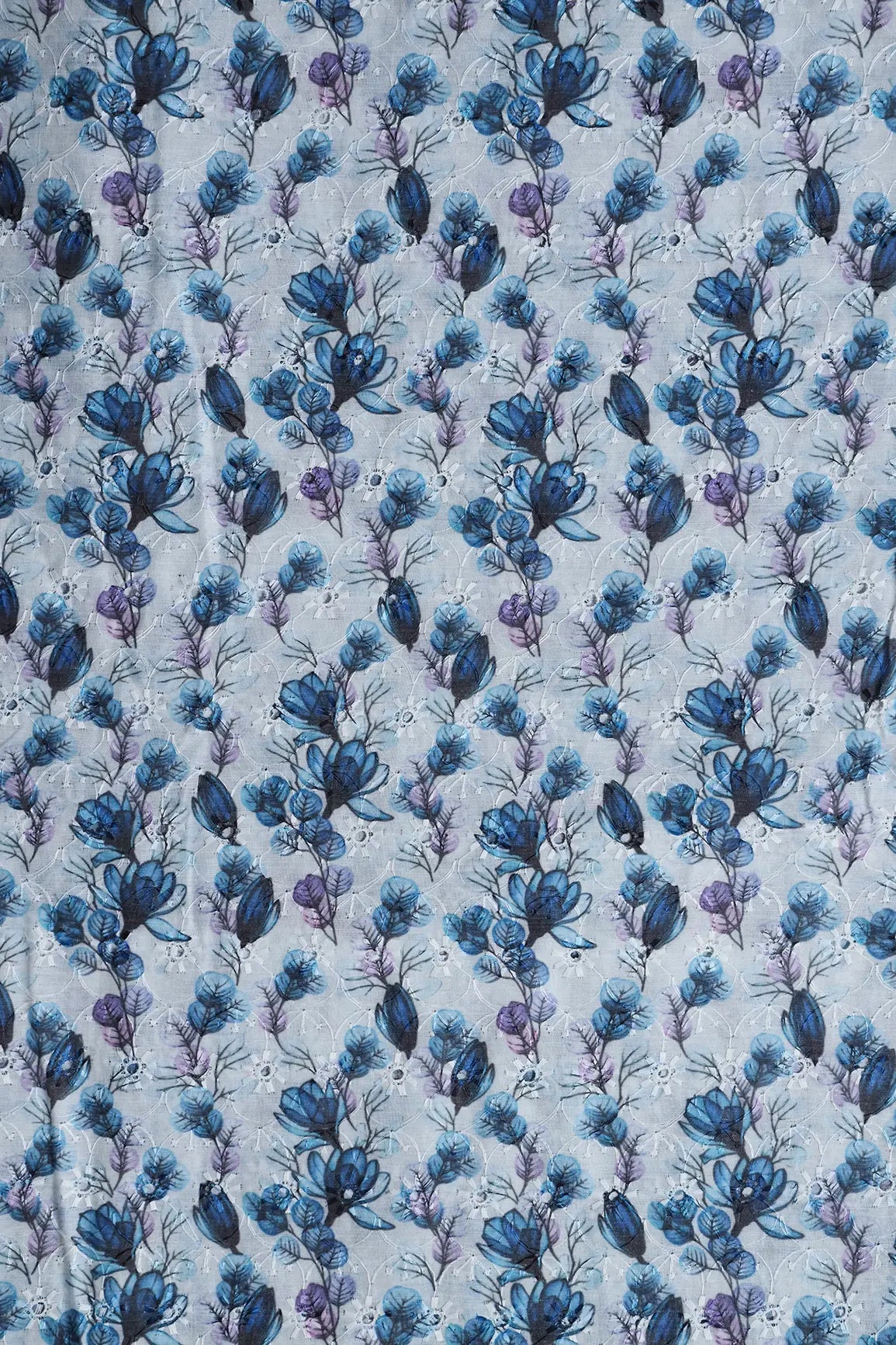Floral Digital Print On Hakoba Cotton Embroidery Fabric - doeraa
