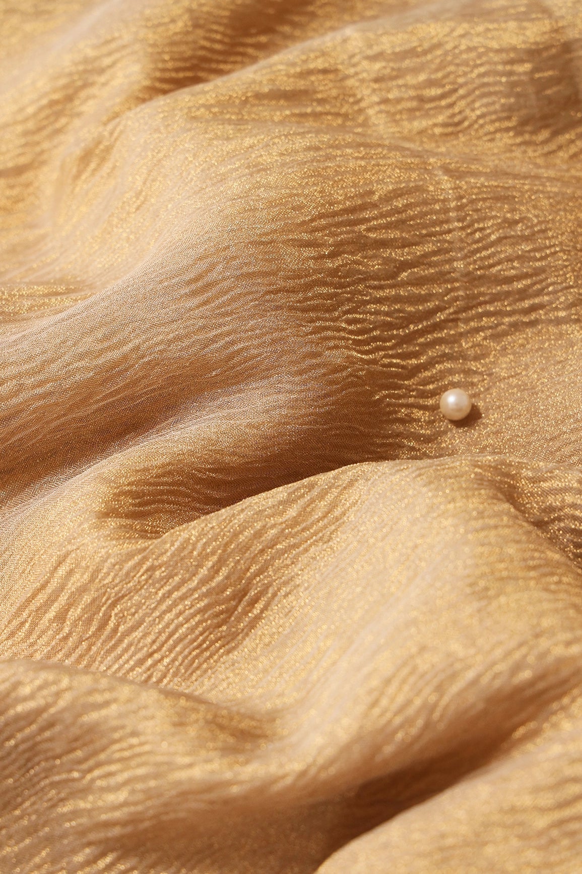 Gold Banarasi Zari Crush Tissue Fabric - doeraa