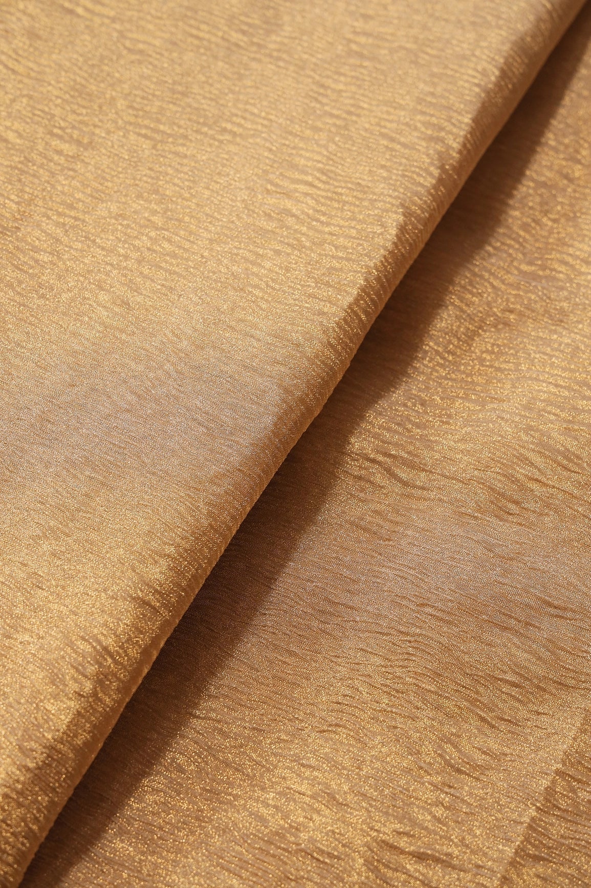 Gold Banarasi Zari Crush Tissue Fabric - doeraa