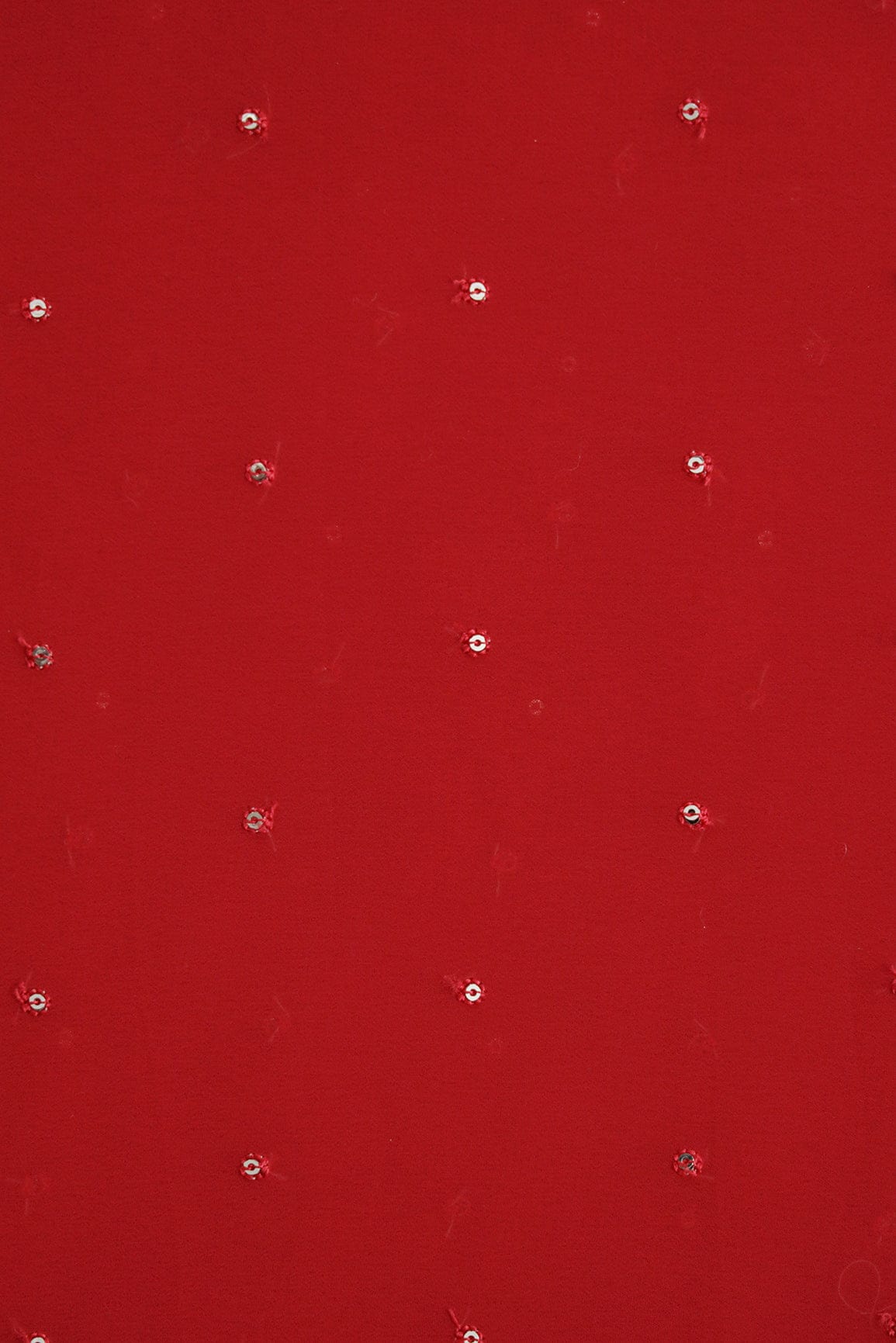 Gold Sequins Small Motif Embroidery Work On Red Georgette Fabric - doeraa