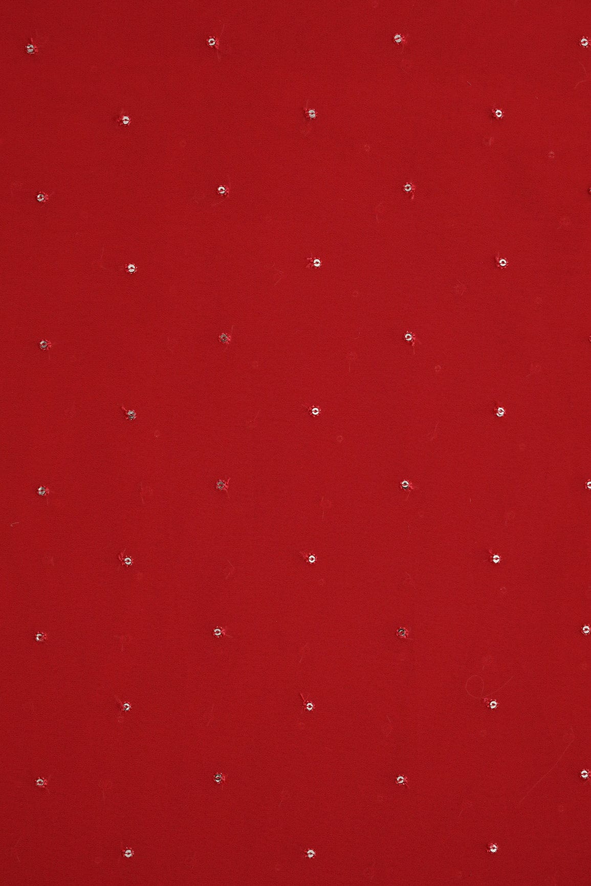 Gold Sequins Small Motif Embroidery Work On Red Georgette Fabric - doeraa