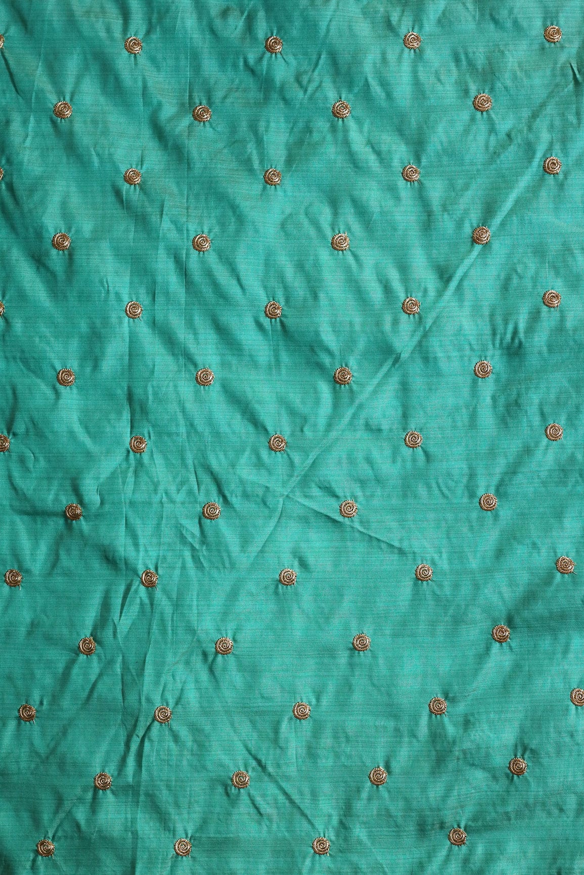 Gold Zari Small Motif Embroidery Work On Rama Bamboo Silk Fabric - doeraa