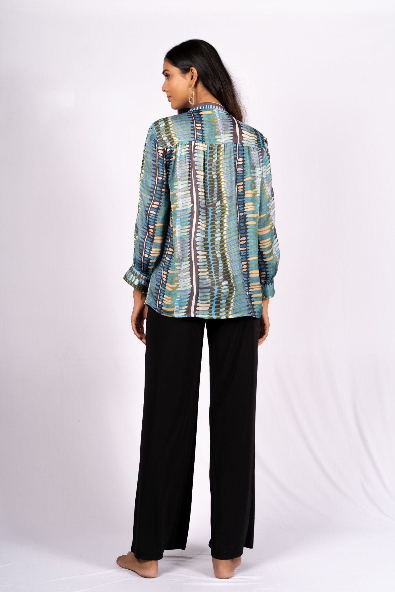 Iris Blue Satin Top - doeraa