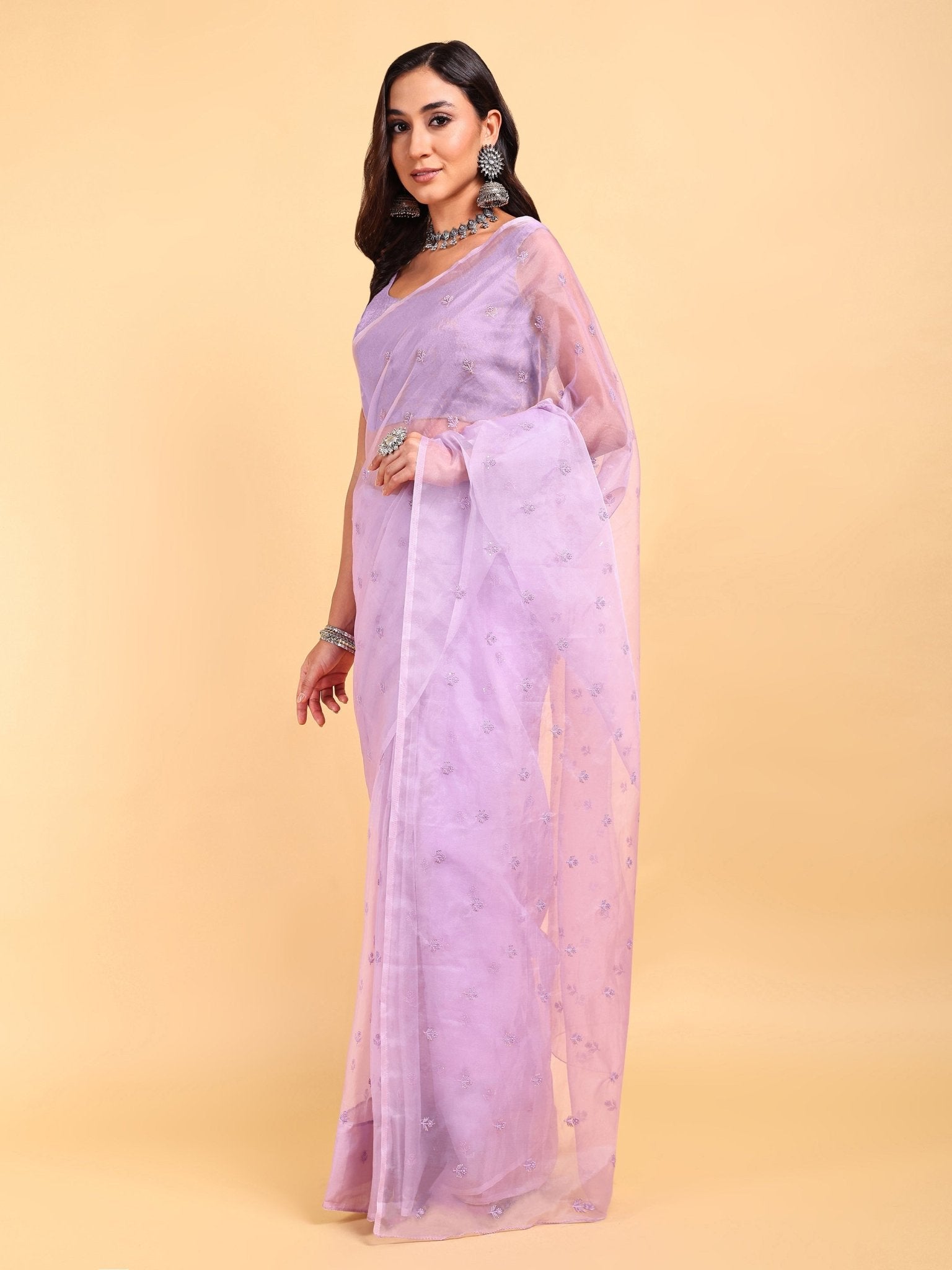 Lavender Saree Set (2 Piece) - doeraa