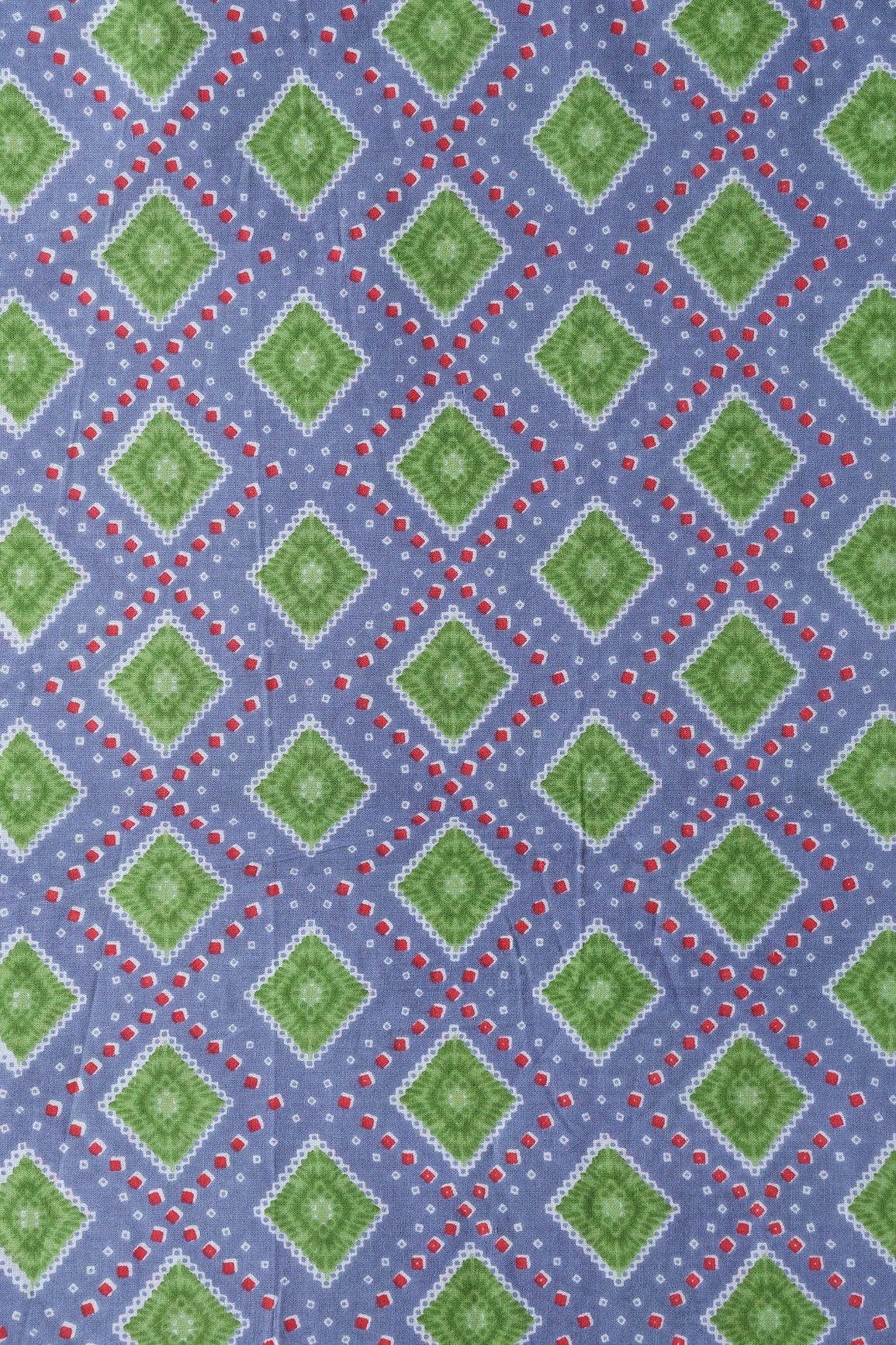 Light Blue And Green Bandhani Print On Pure Cotton Fabric - doeraa