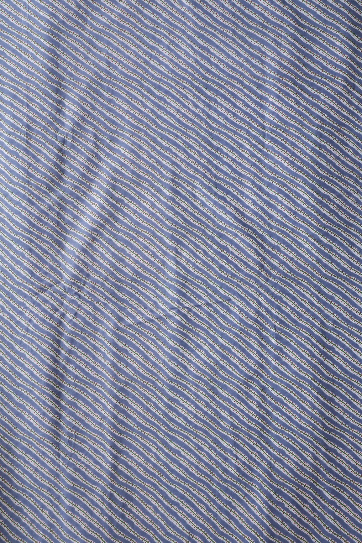 Light Blue And White Stripes Print On Pure Cotton Fabric - doeraa
