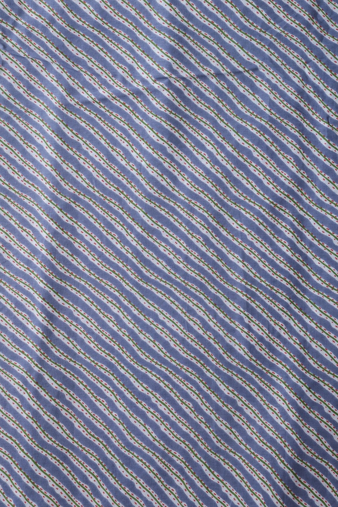 Light Blue And White Stripes Print On Pure Cotton Fabric - doeraa