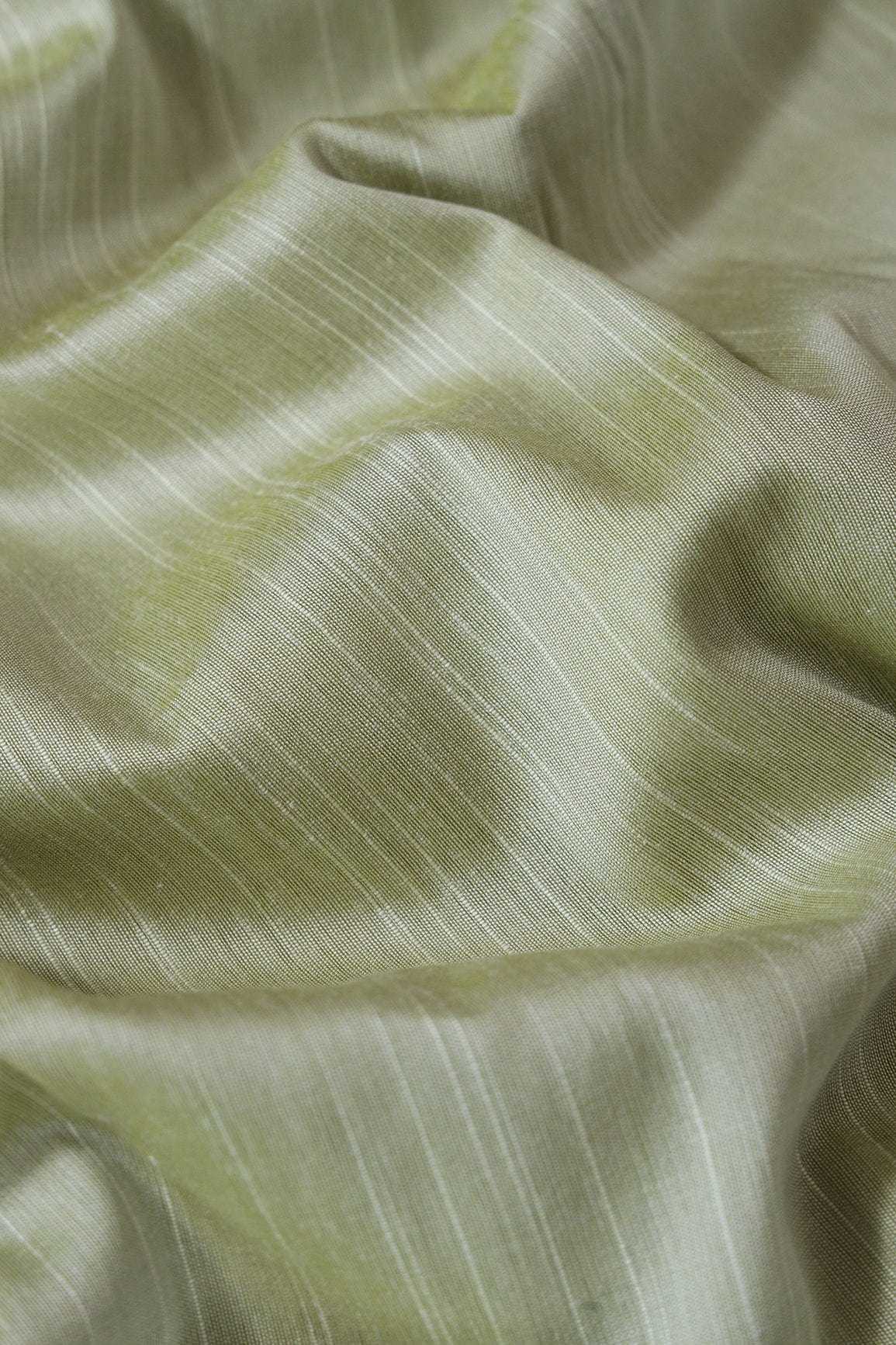Light Olive Dyed Raw Silk Fabric - doeraa