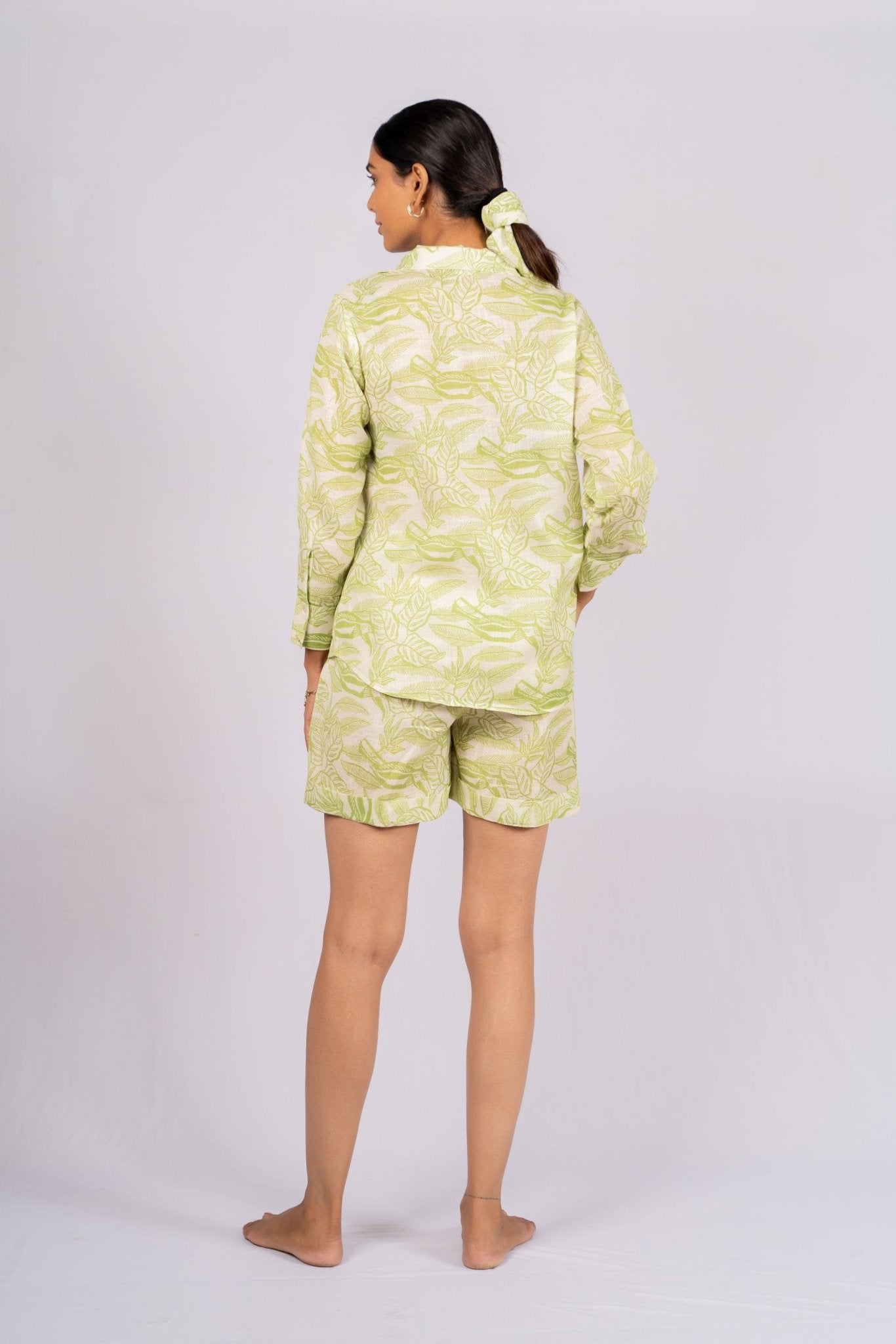 Luminae Lime Green Linen Co - ord Set - doeraa